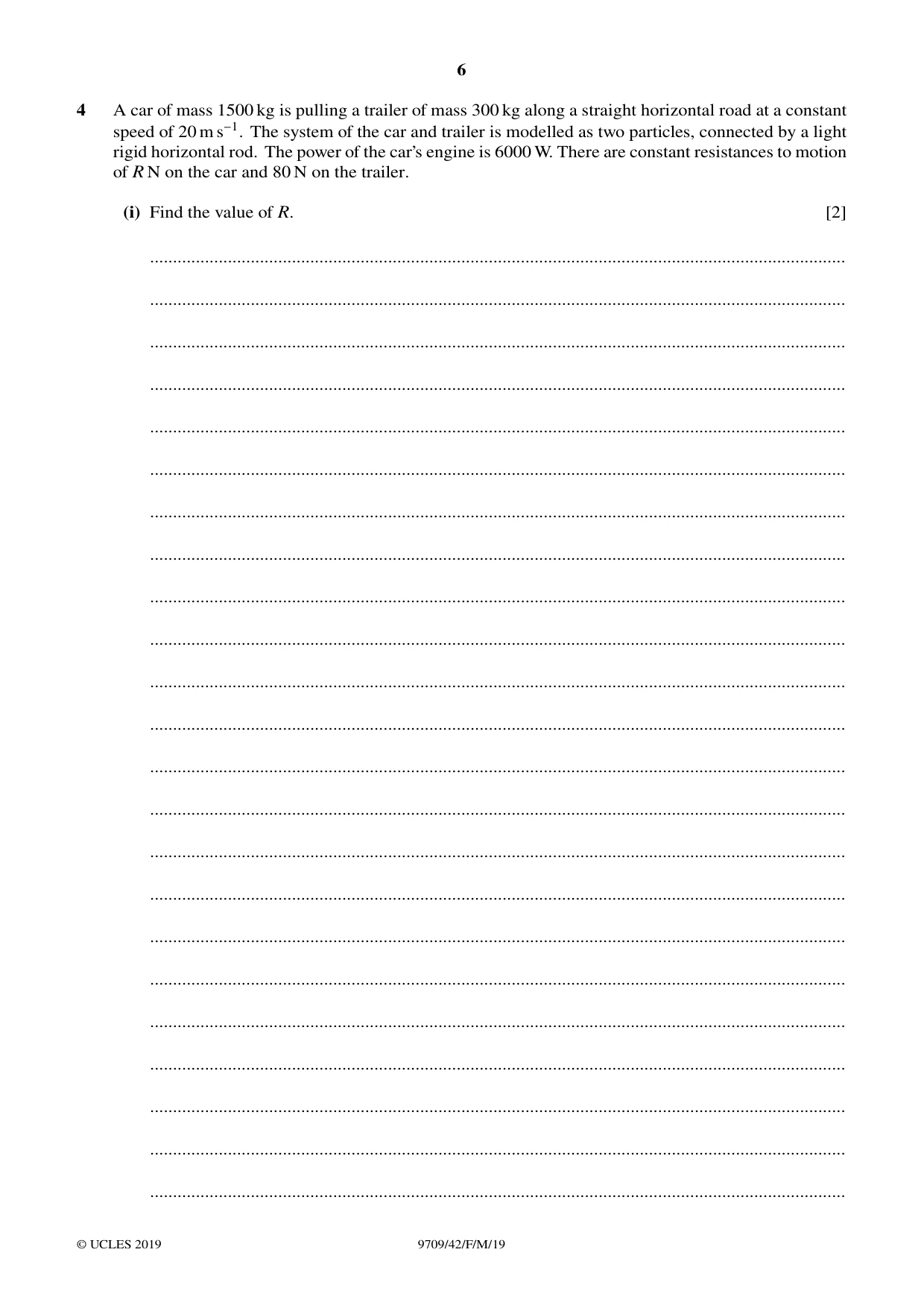 Cambridge A Level Mathematics 9709 2019 Feb/March Paper 4 · Variant 2 question paper, page 6 of 16