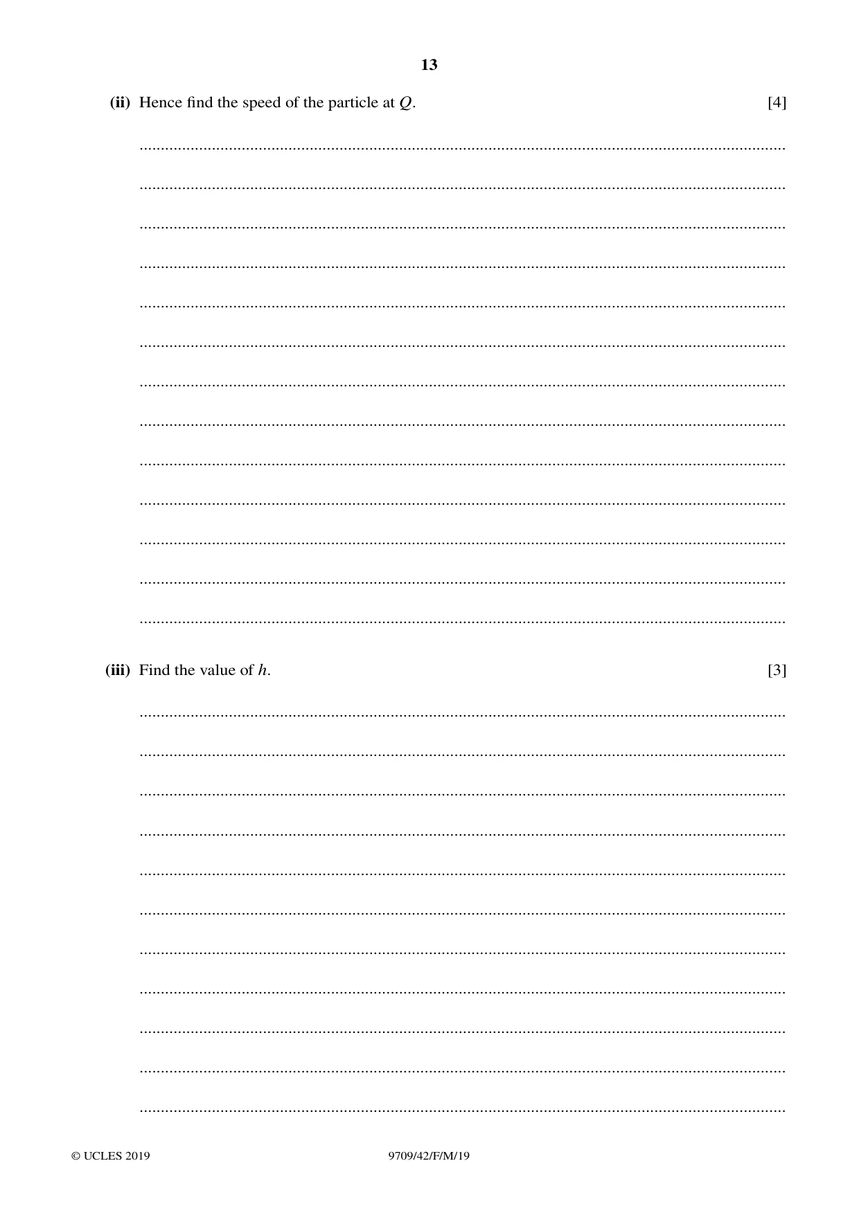 Cambridge A Level Mathematics 9709 2019 Feb/March Paper 4 · Variant 2 question paper, page 13 of 16