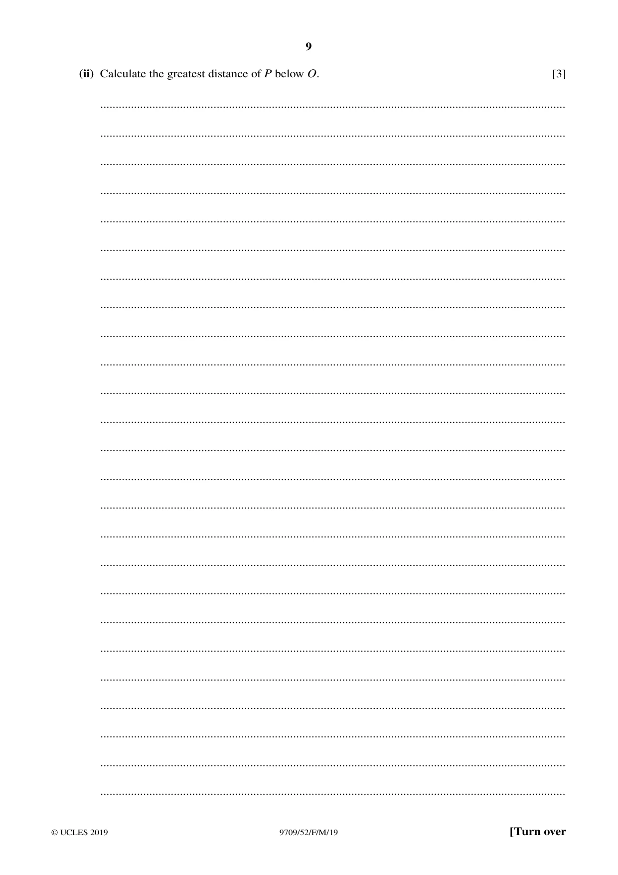 Cambridge A Level Mathematics 9709 2019 Feb/March Paper 5 · Variant 2 question paper, page 9 of 16