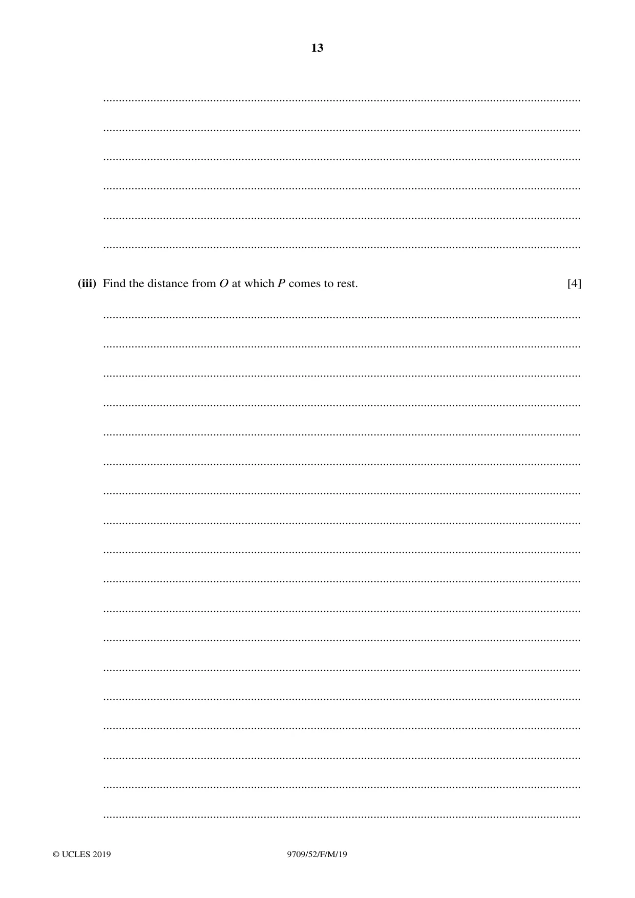 Cambridge A Level Mathematics 9709 2019 Feb/March Paper 5 · Variant 2 question paper, page 13 of 16