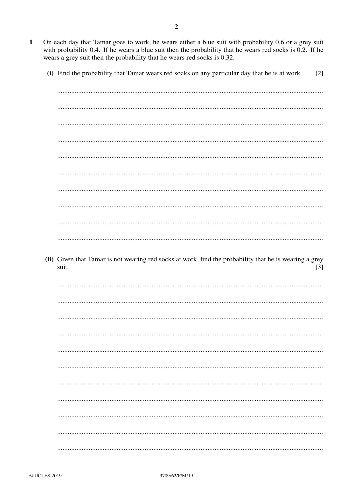 Cambridge A Level Mathematics 9709 2019 Feb/March Paper 6 · Variant 2 question paper, page 2 of 12