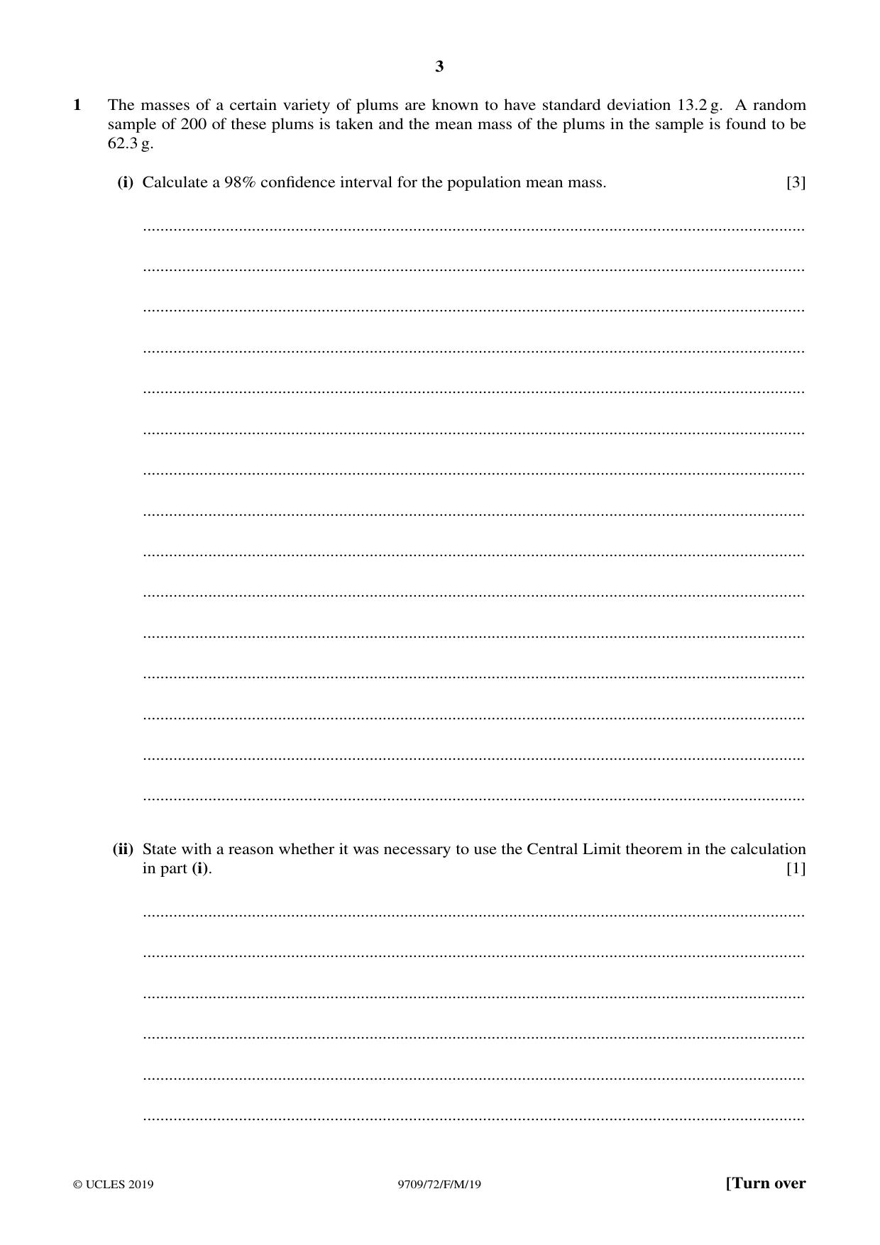 Cambridge A Level Mathematics 9709 2019 Feb/March Paper 7 · Variant 2 question paper, page 3 of 16