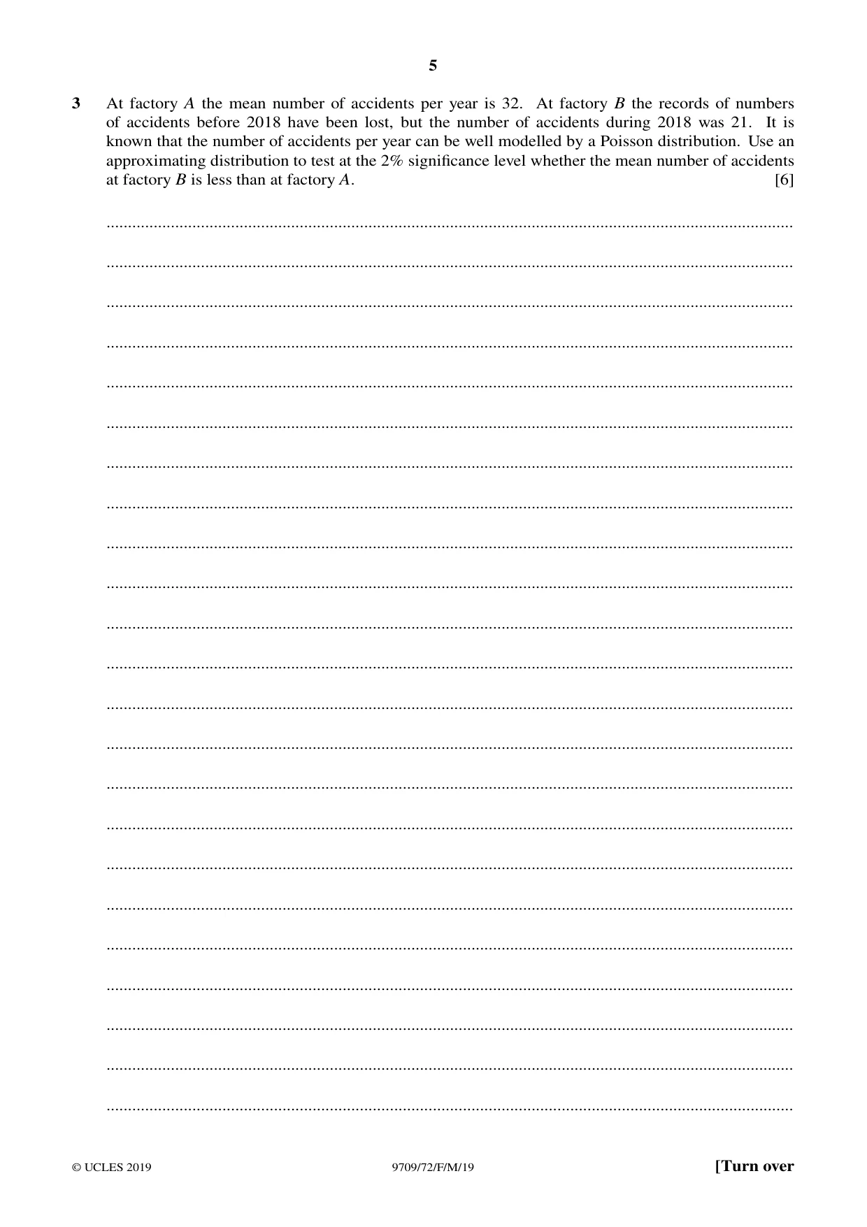 Cambridge A Level Mathematics 9709 2019 Feb/March Paper 7 · Variant 2 question paper, page 5 of 16