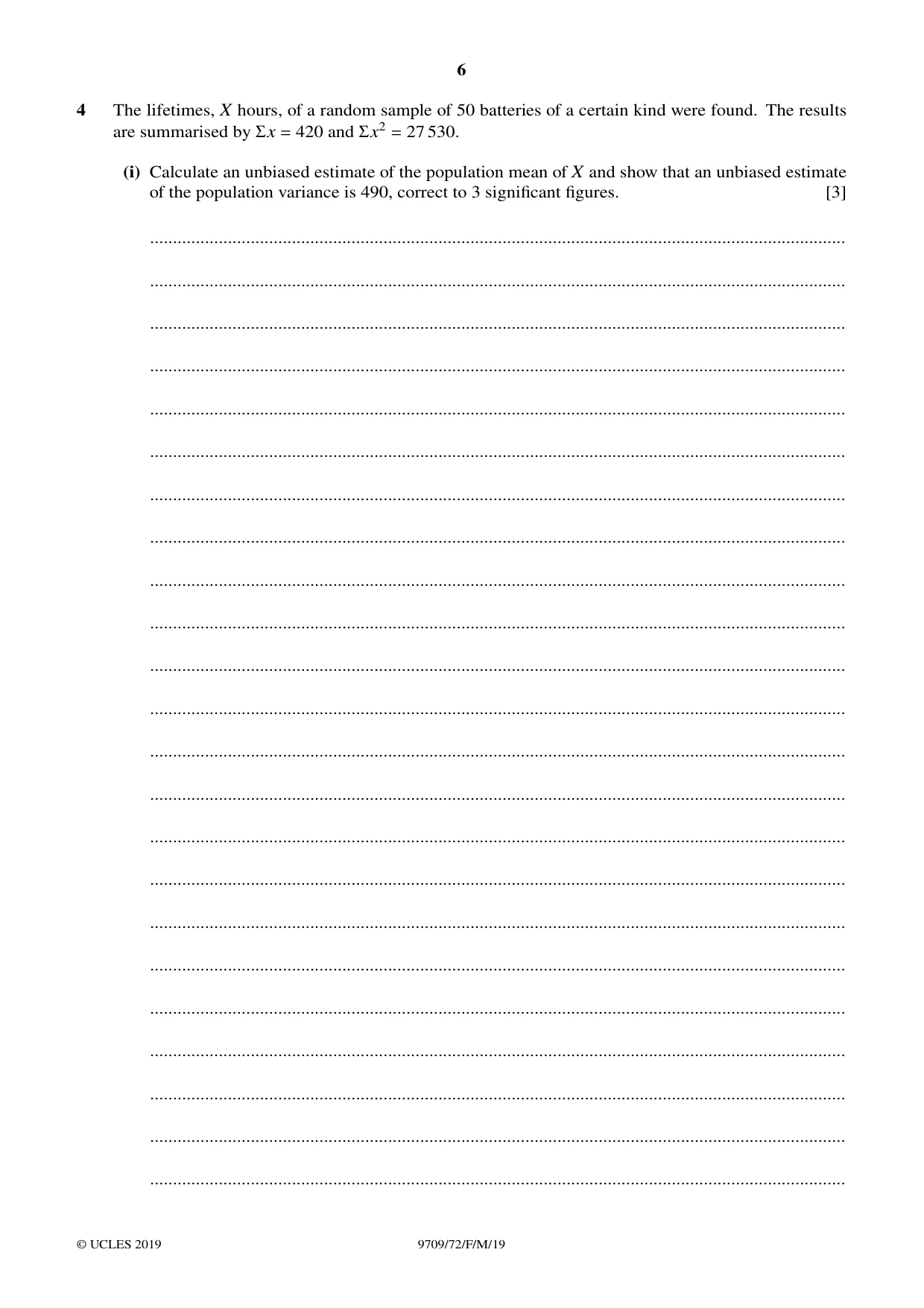 Cambridge A Level Mathematics 9709 2019 Feb/March Paper 7 · Variant 2 question paper, page 6 of 16