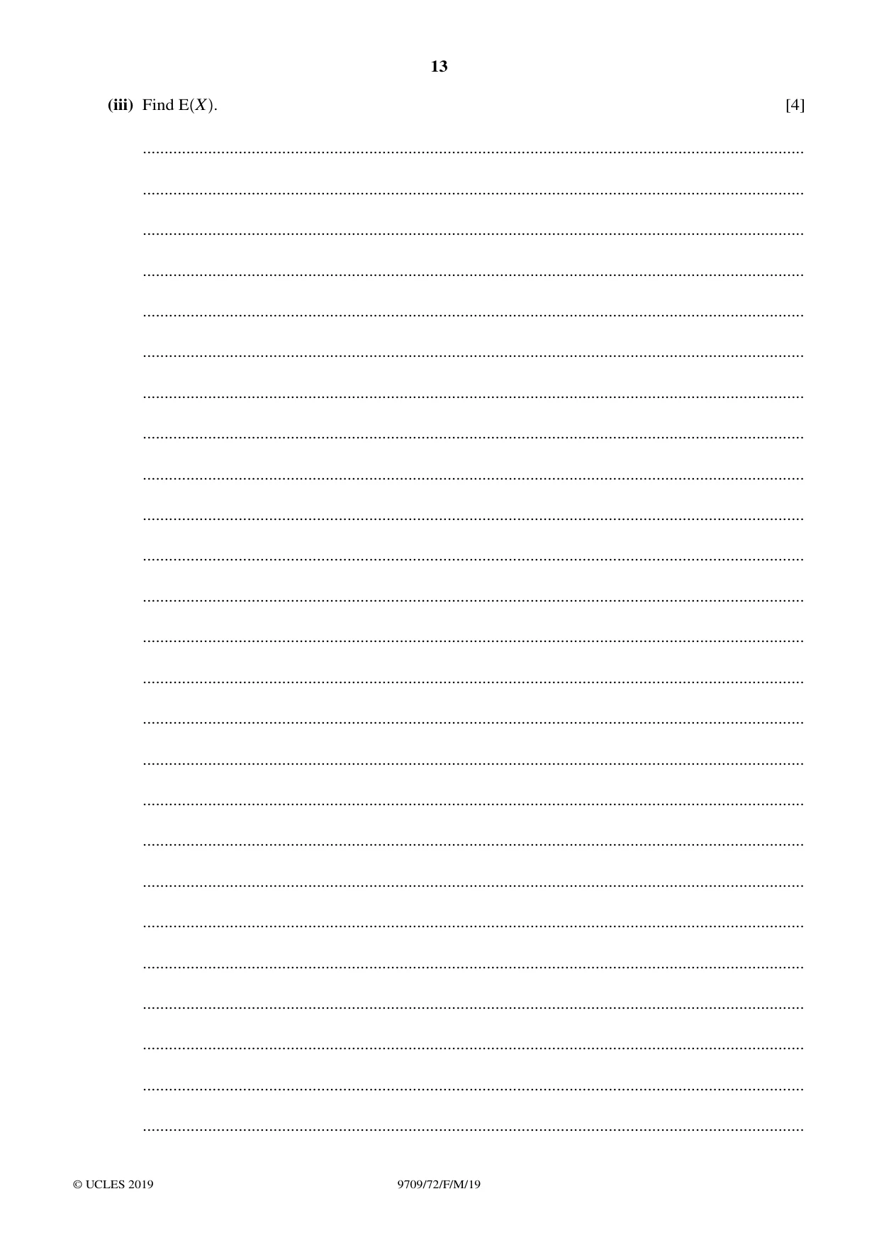 Cambridge A Level Mathematics 9709 2019 Feb/March Paper 7 · Variant 2 question paper, page 13 of 16