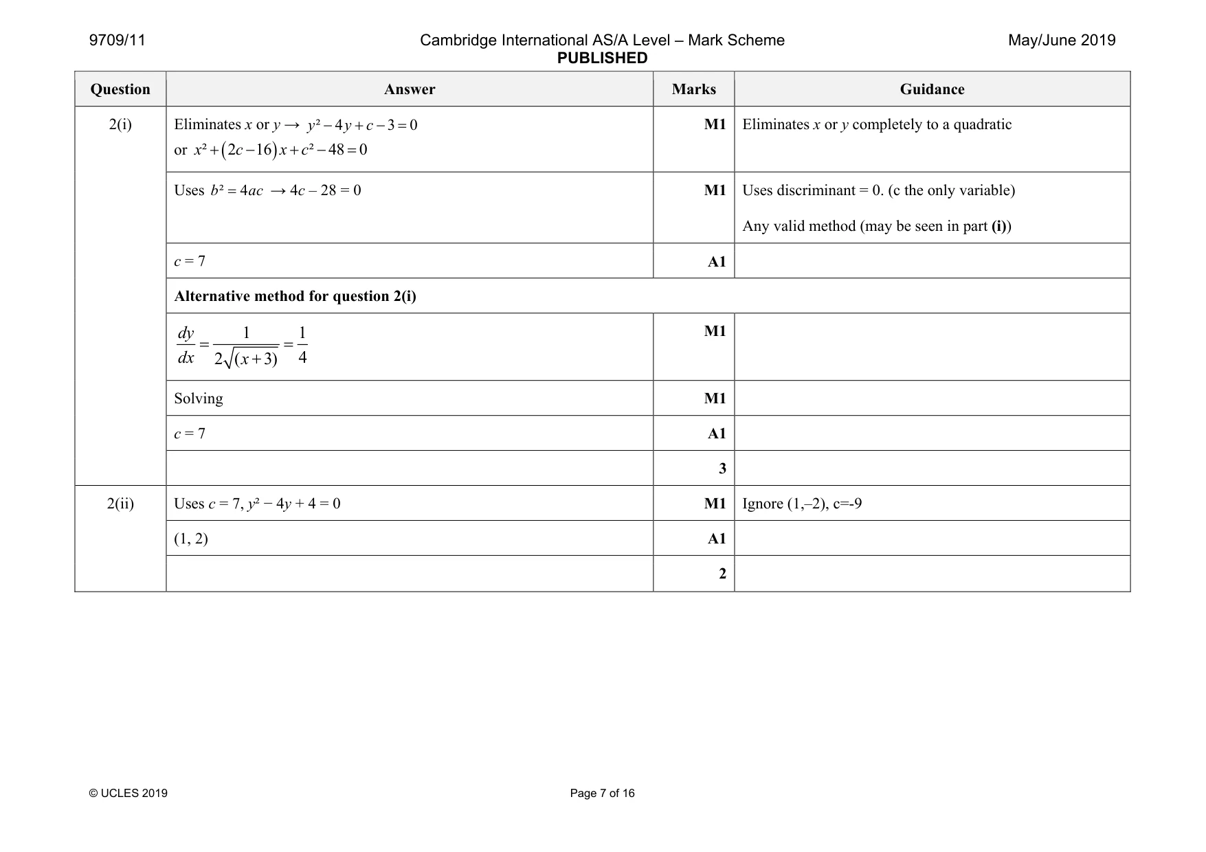 Mark scheme, page 7 of 16