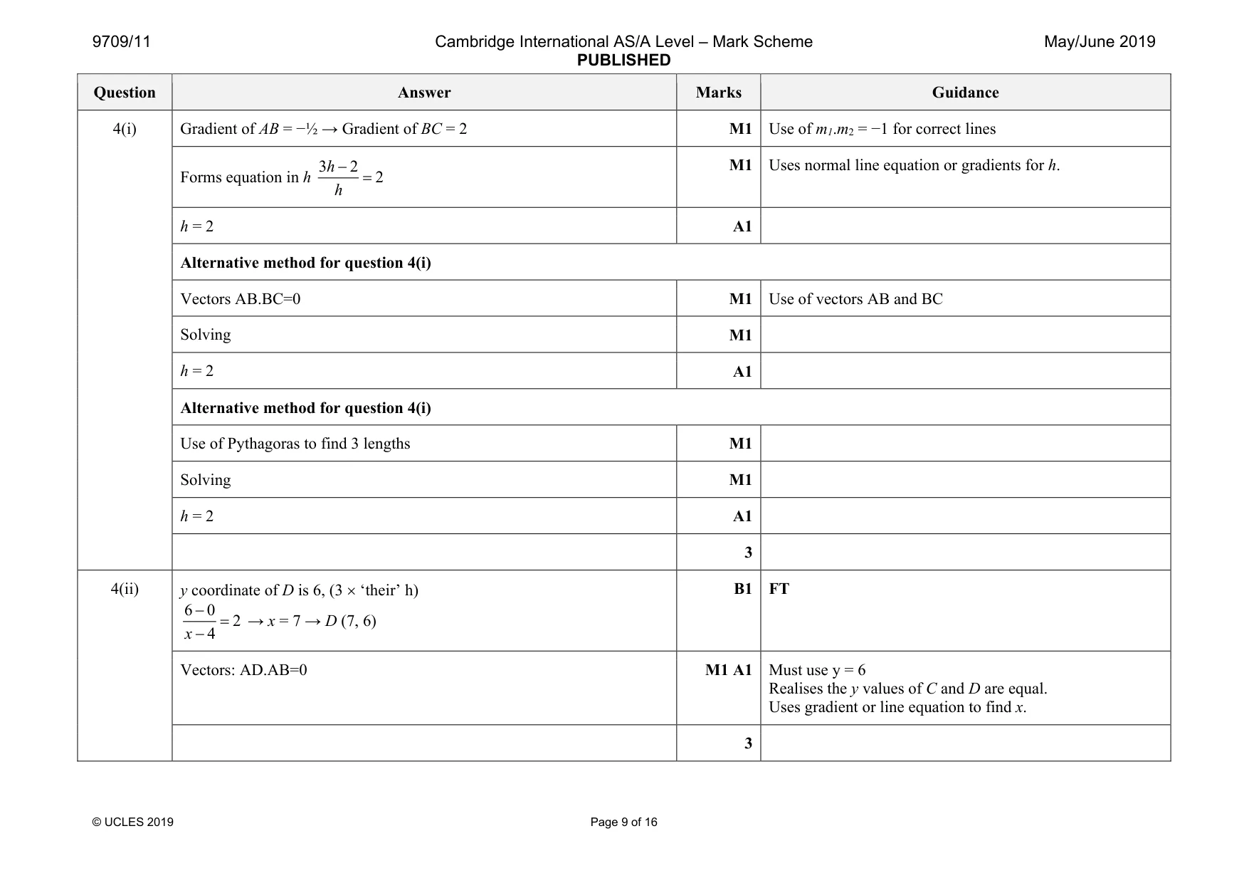 Mark scheme, page 9 of 16