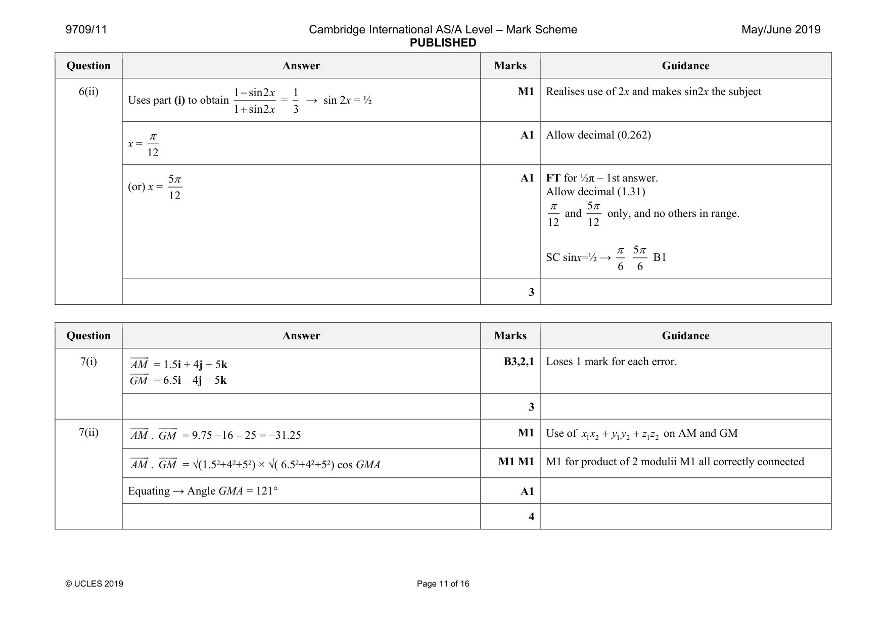 Mark scheme, page 11 of 16