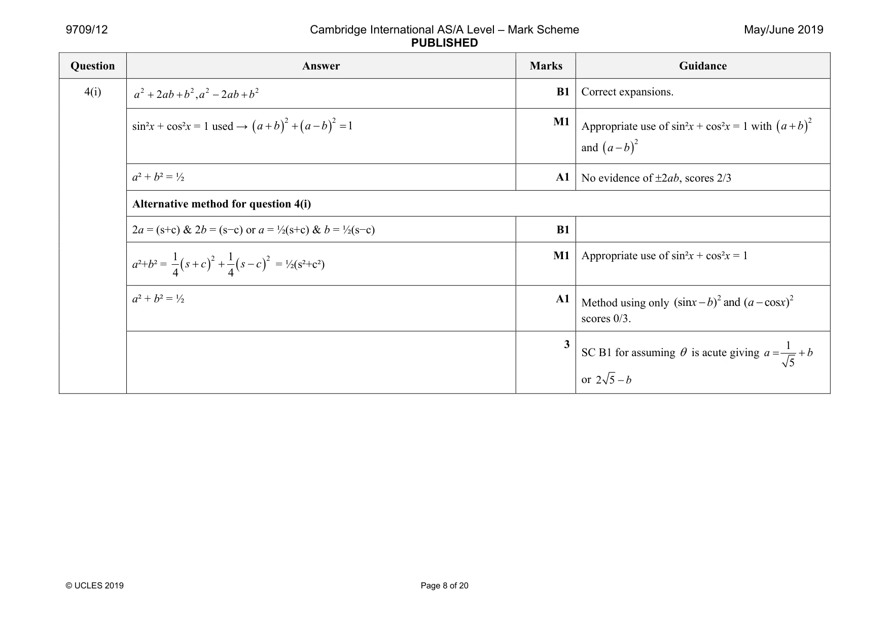 Mark scheme, page 8 of 20