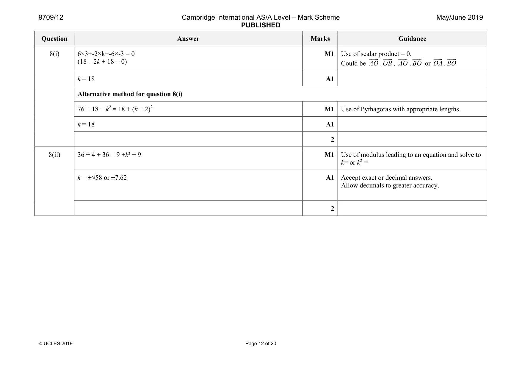Mark scheme, page 12 of 20