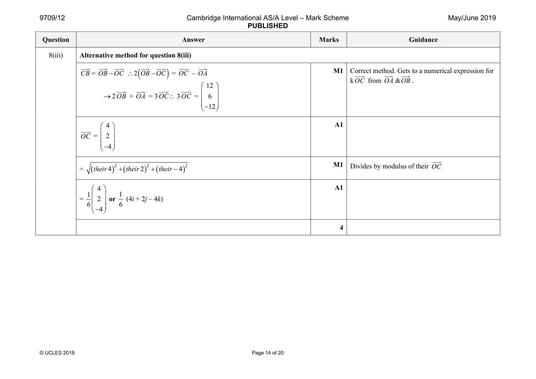 Mark scheme, page 14 of 20