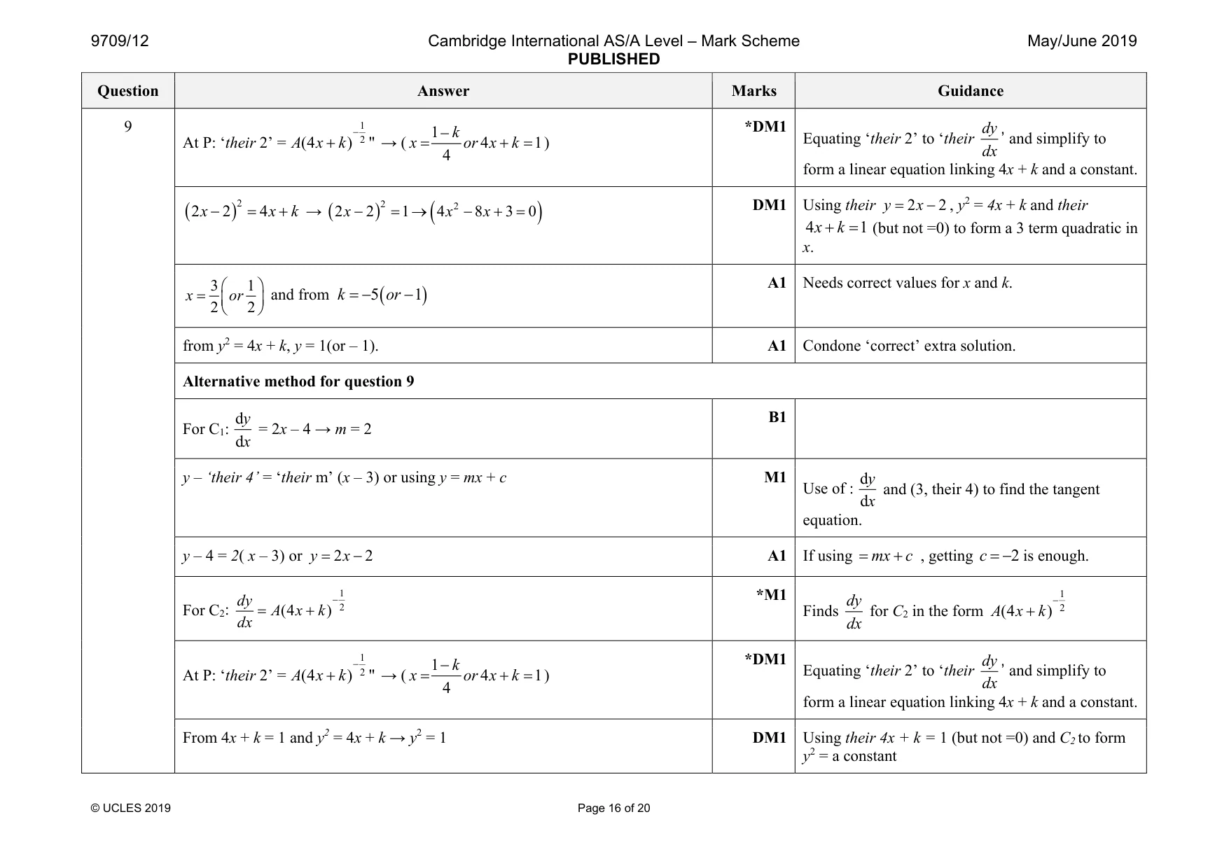 Mark scheme, page 16 of 20