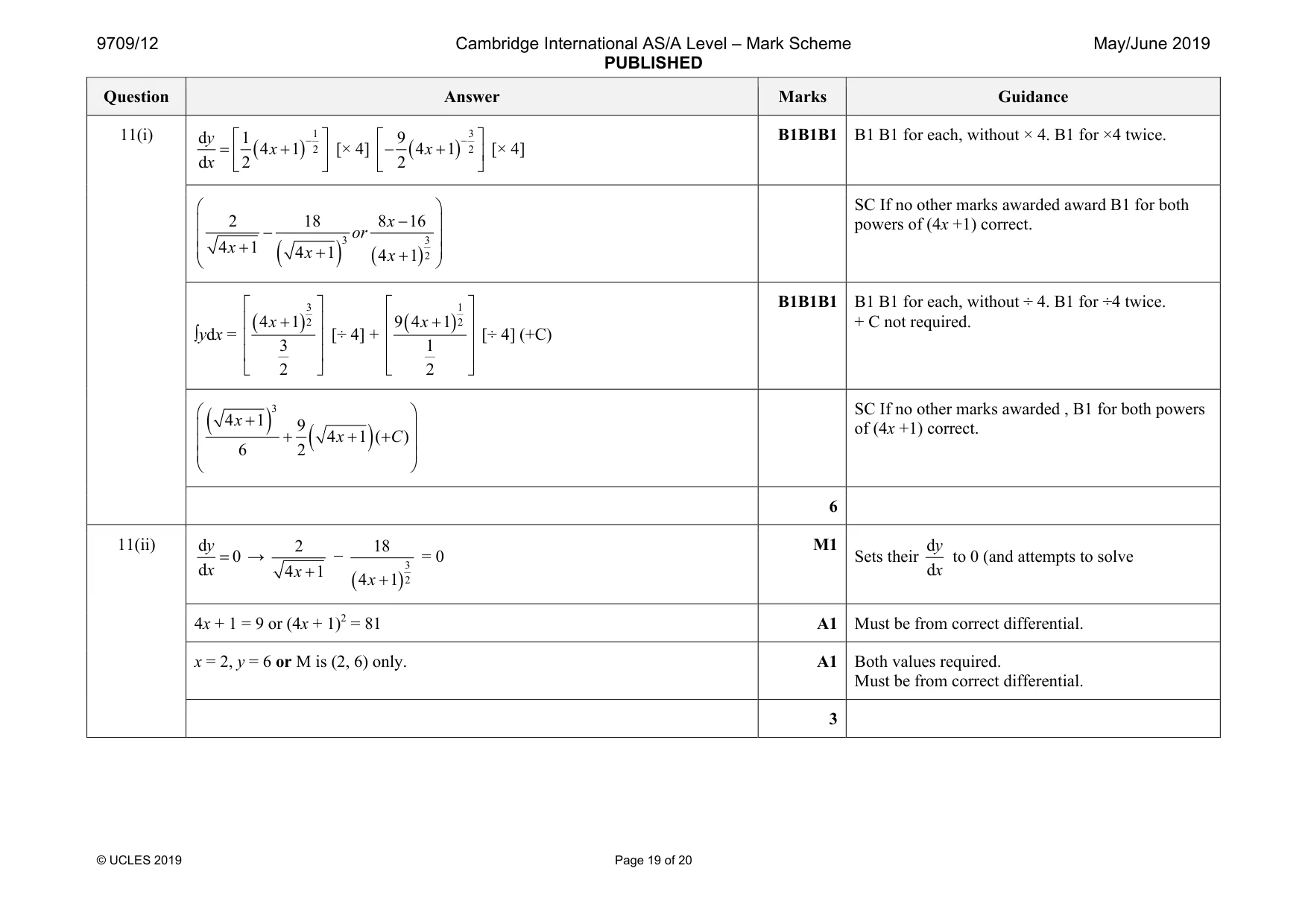 Mark scheme, page 19 of 20