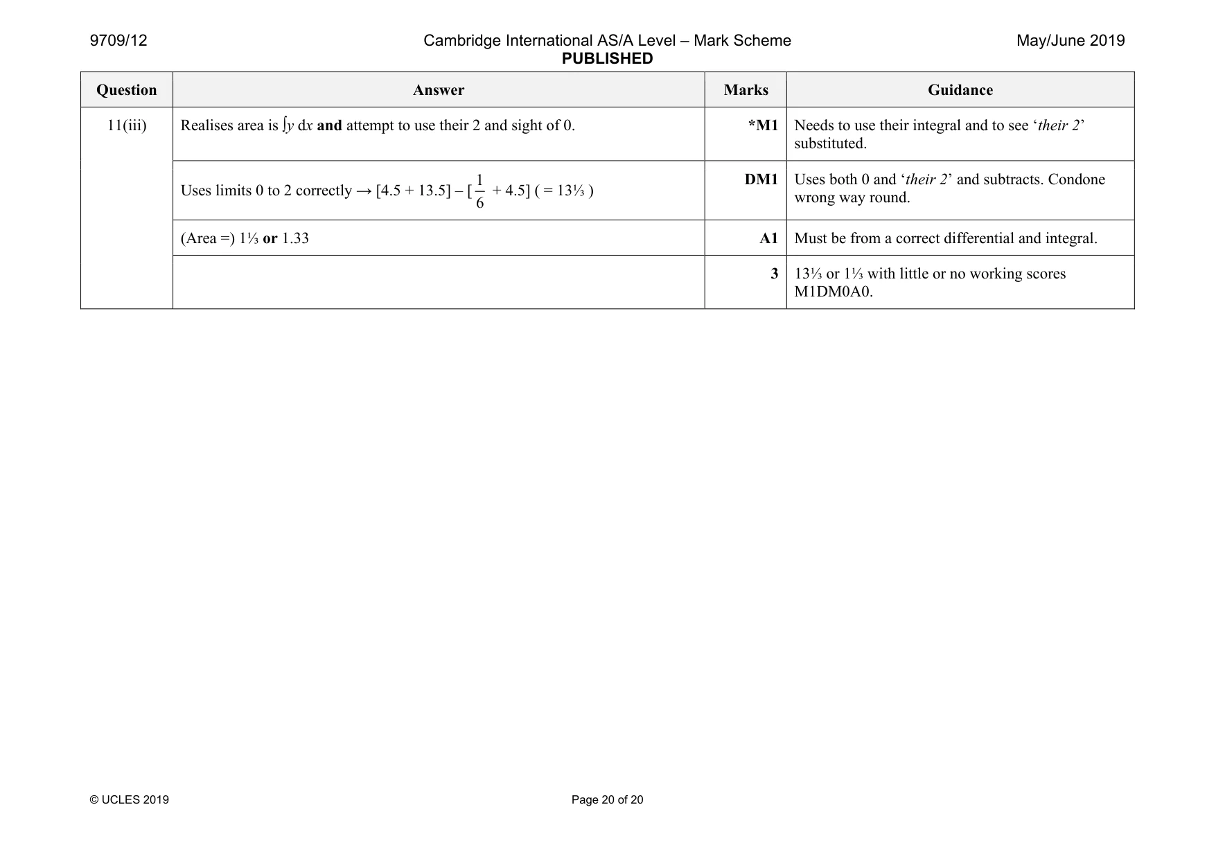 Mark scheme, page 20 of 20