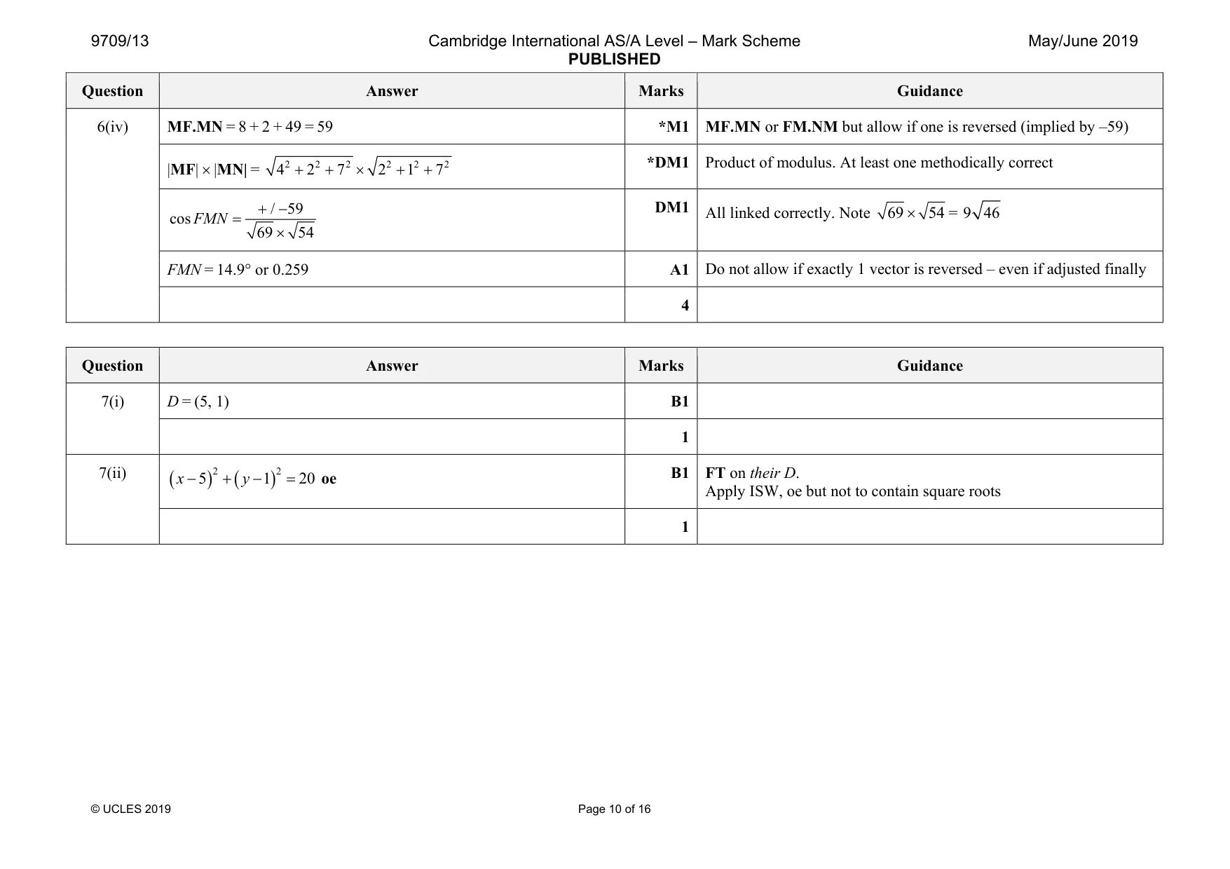 Mark scheme, page 10 of 16
