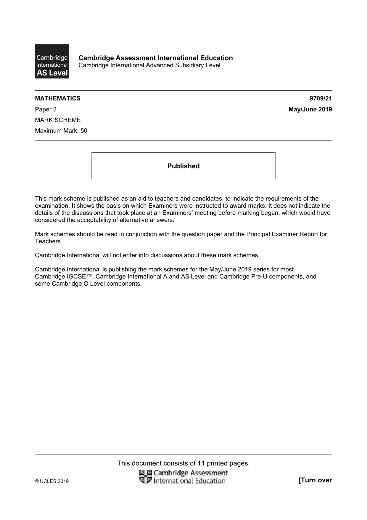 Mark scheme, page 1 of 11