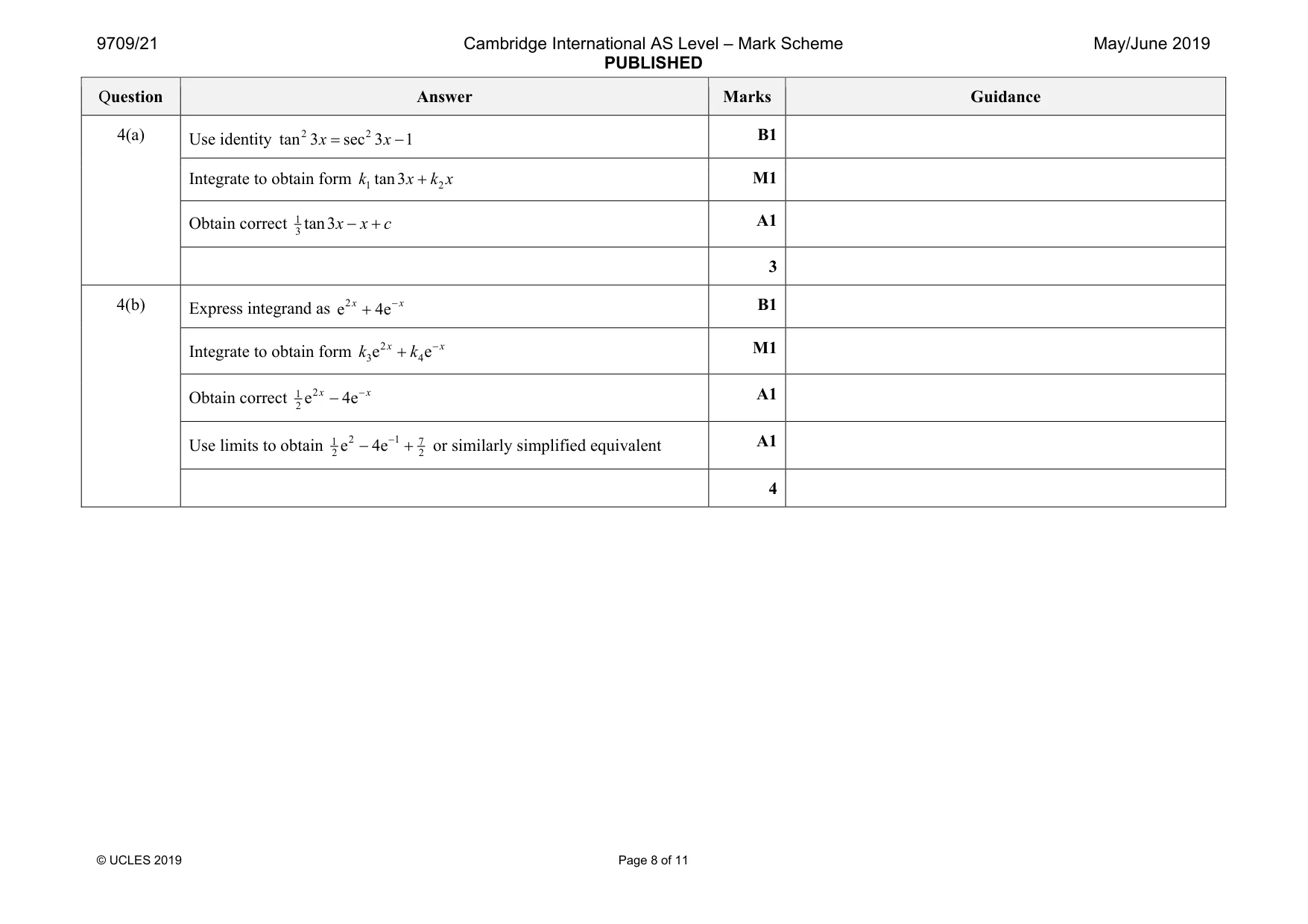 Mark scheme, page 8 of 11