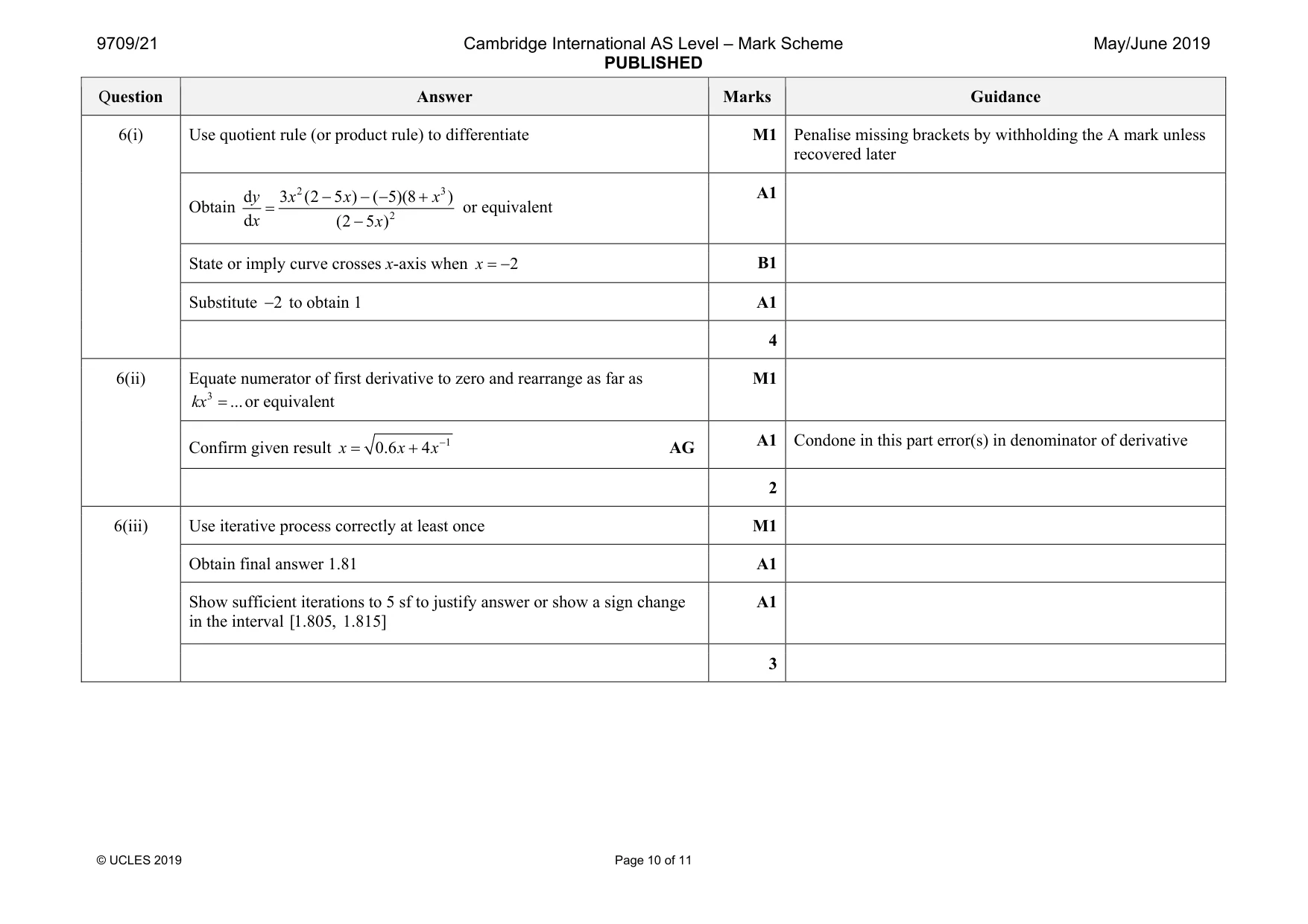 Mark scheme, page 10 of 11