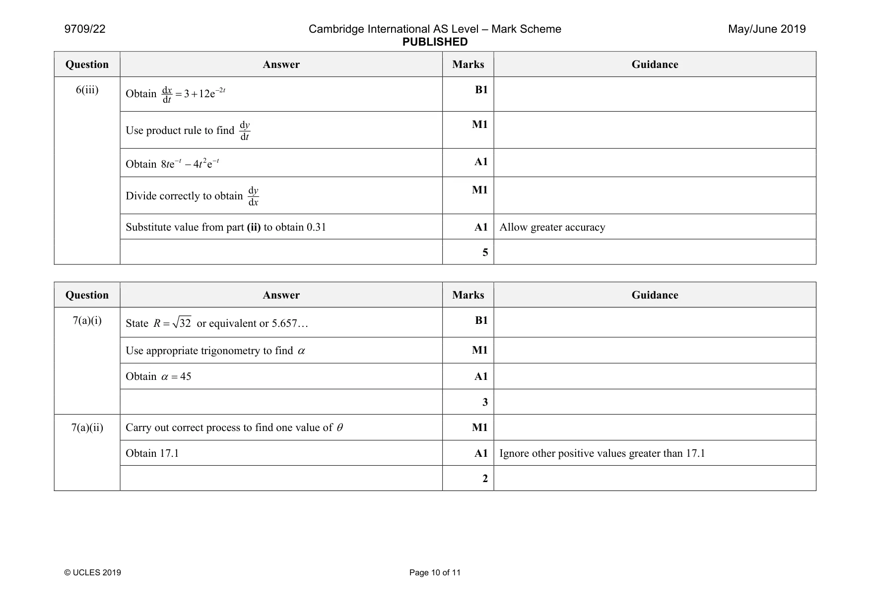 Mark scheme, page 10 of 11