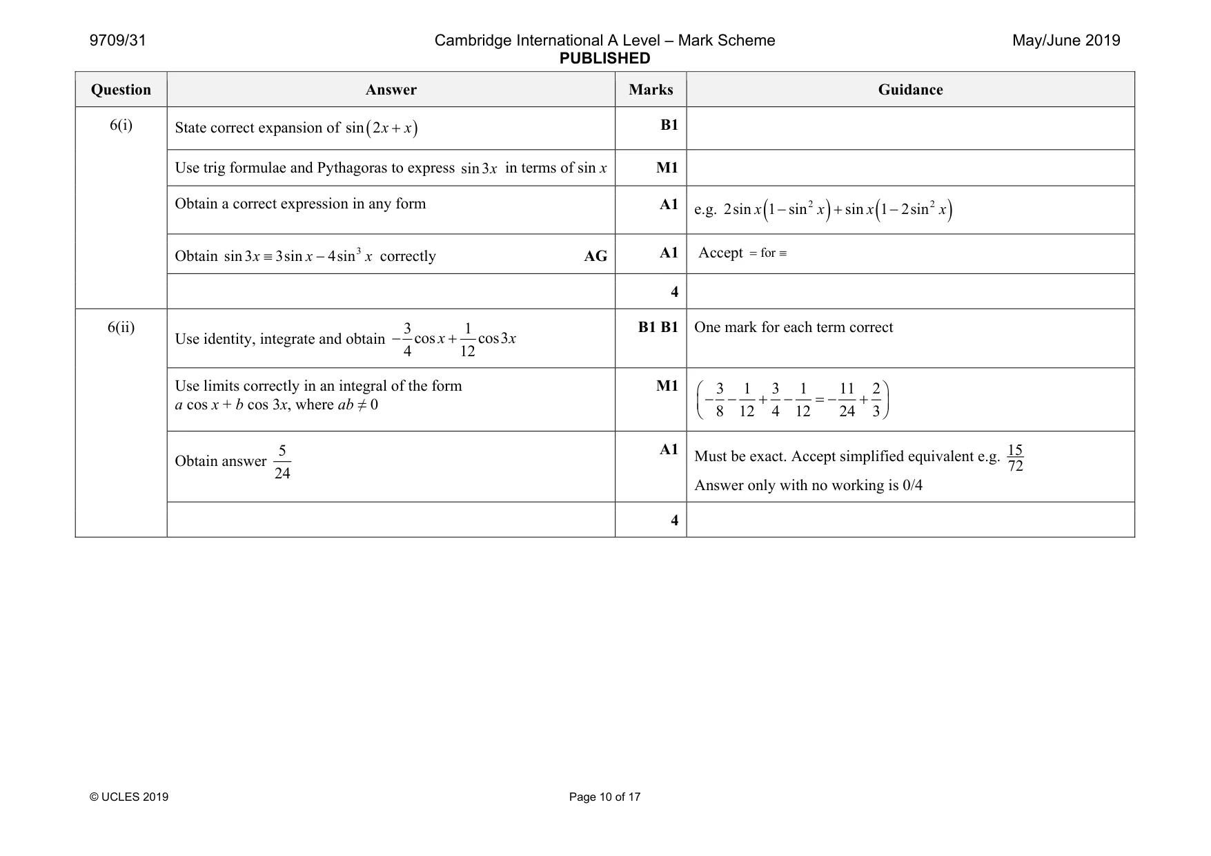 Mark scheme, page 10 of 17