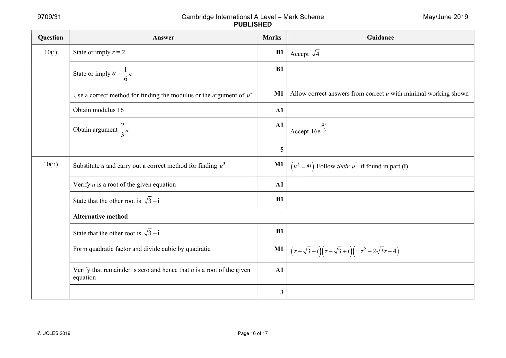 Mark scheme, page 16 of 17