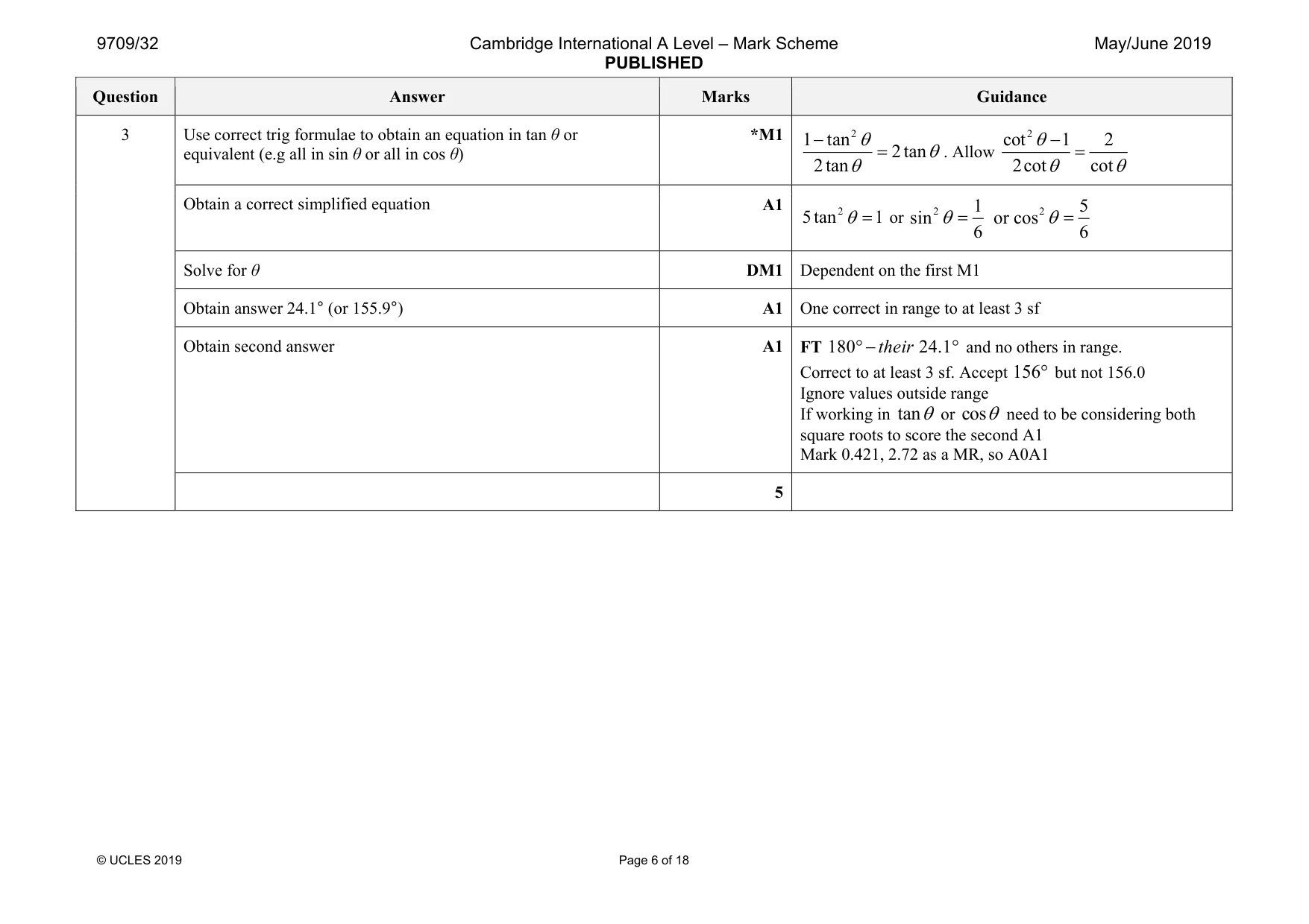 Mark scheme, page 6 of 18