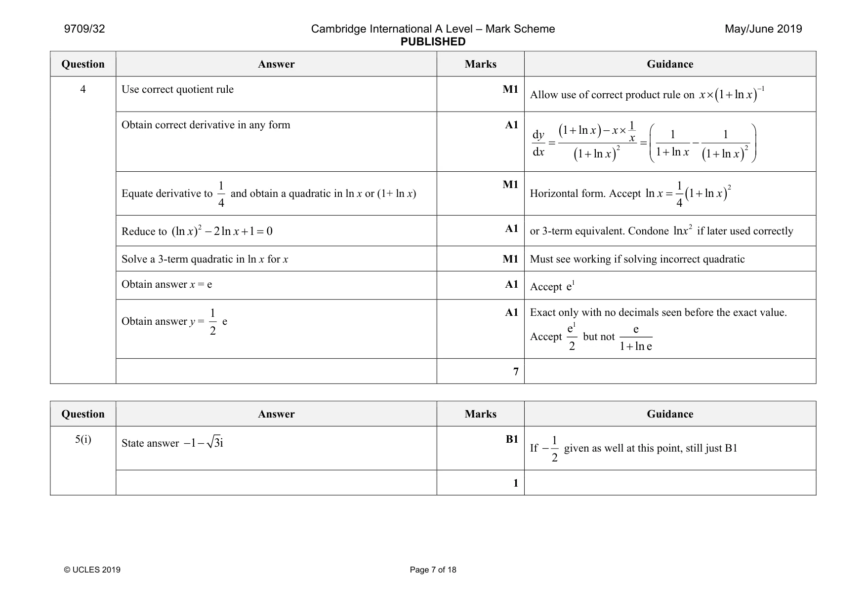 Mark scheme, page 7 of 18