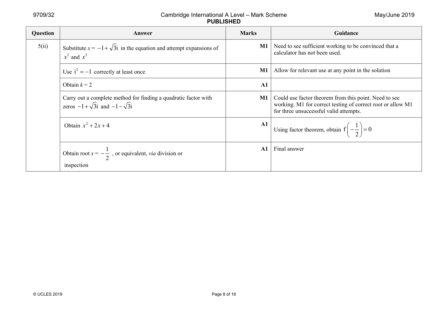 Mark scheme, page 8 of 18