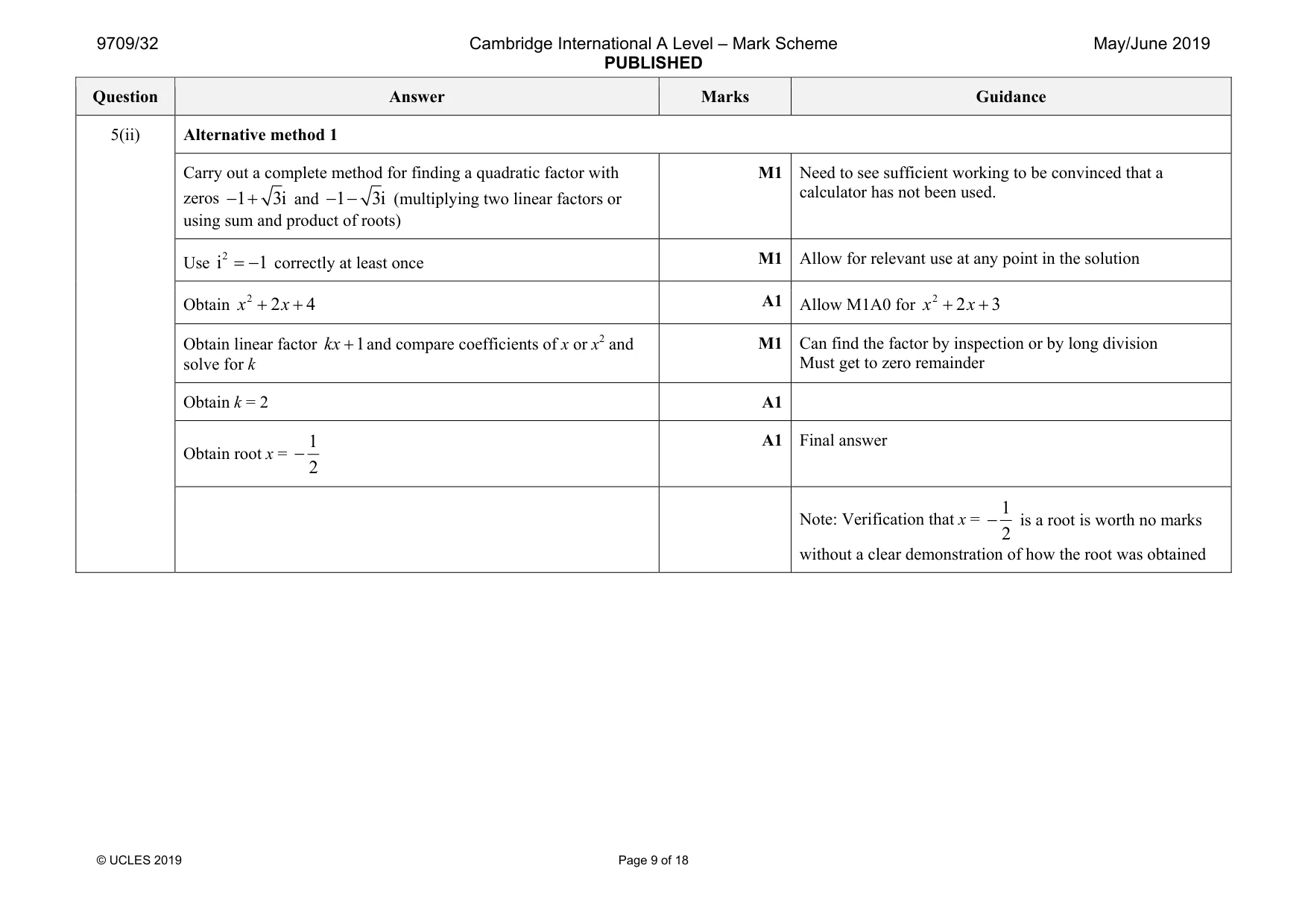 Mark scheme, page 9 of 18