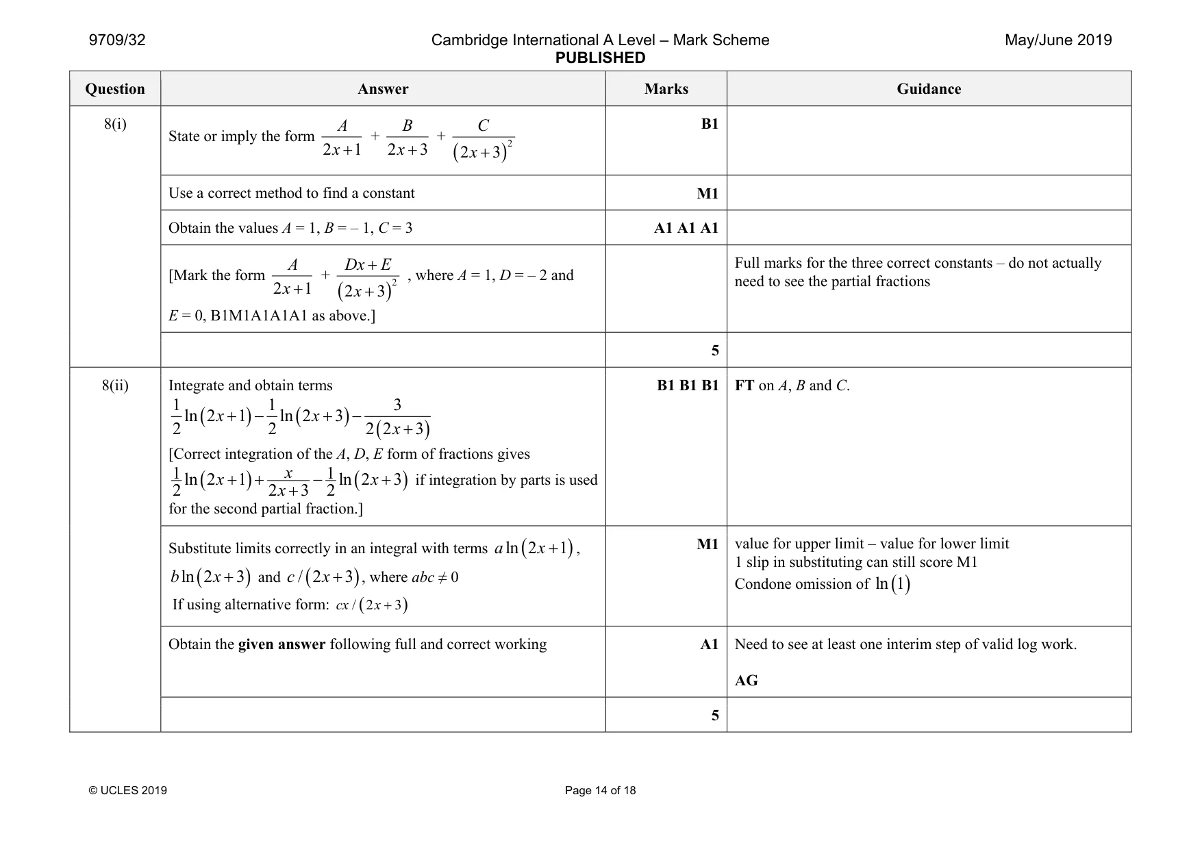 Mark scheme, page 14 of 18