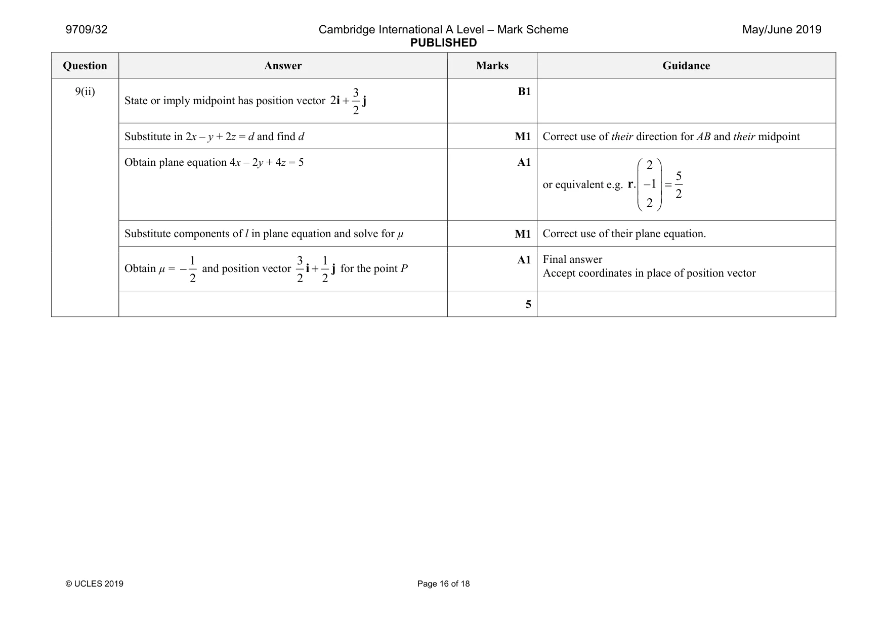 Mark scheme, page 16 of 18