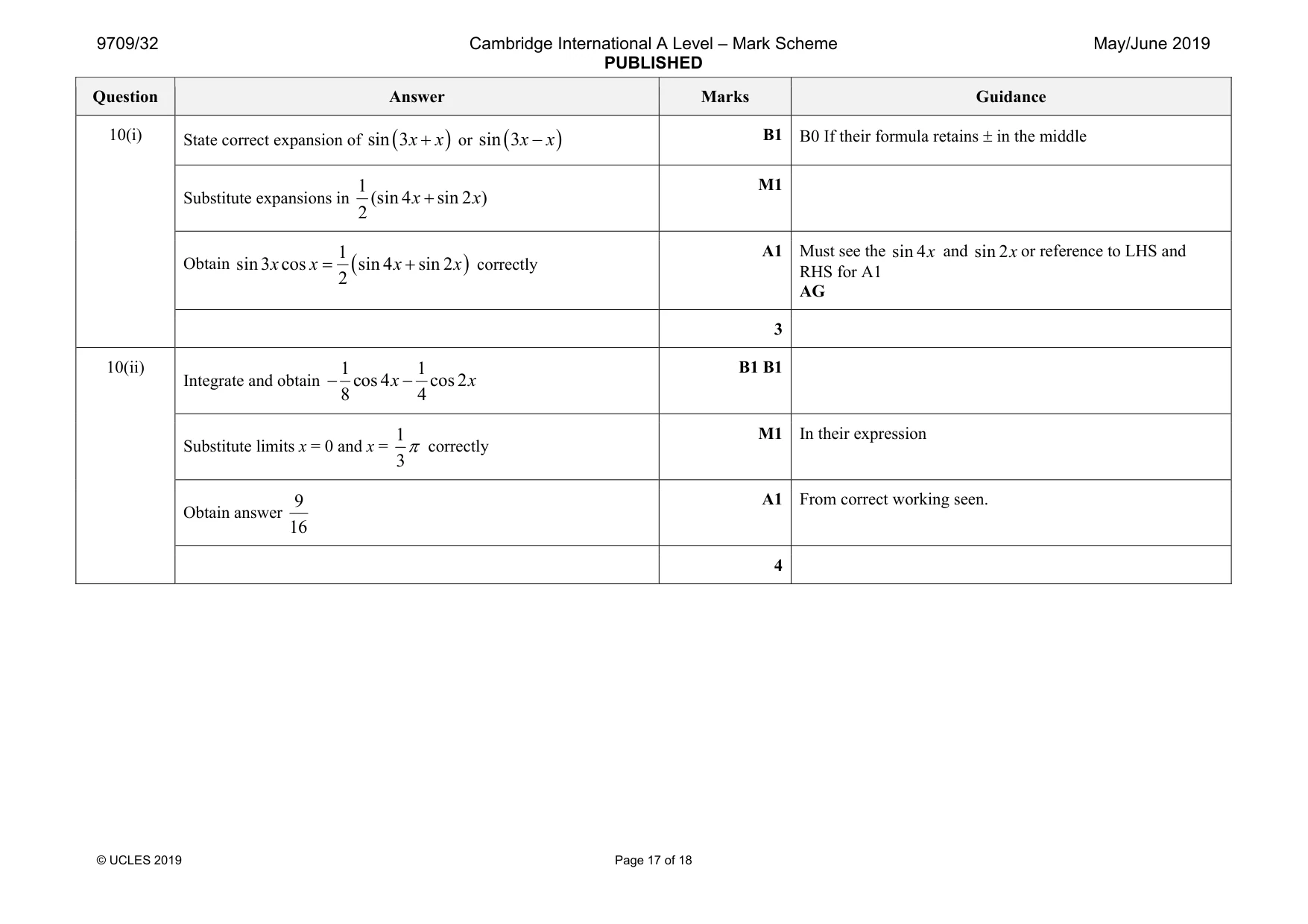 Mark scheme, page 17 of 18