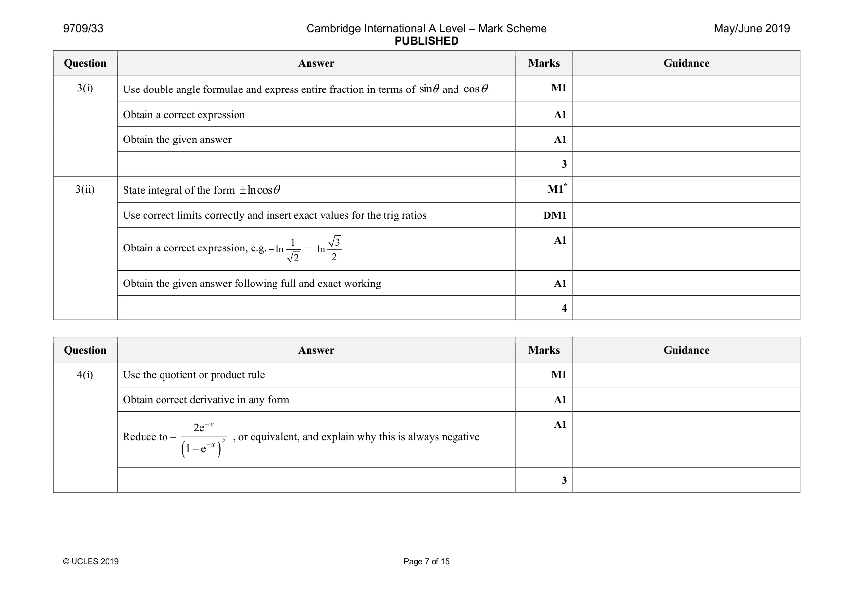 Mark scheme, page 7 of 15