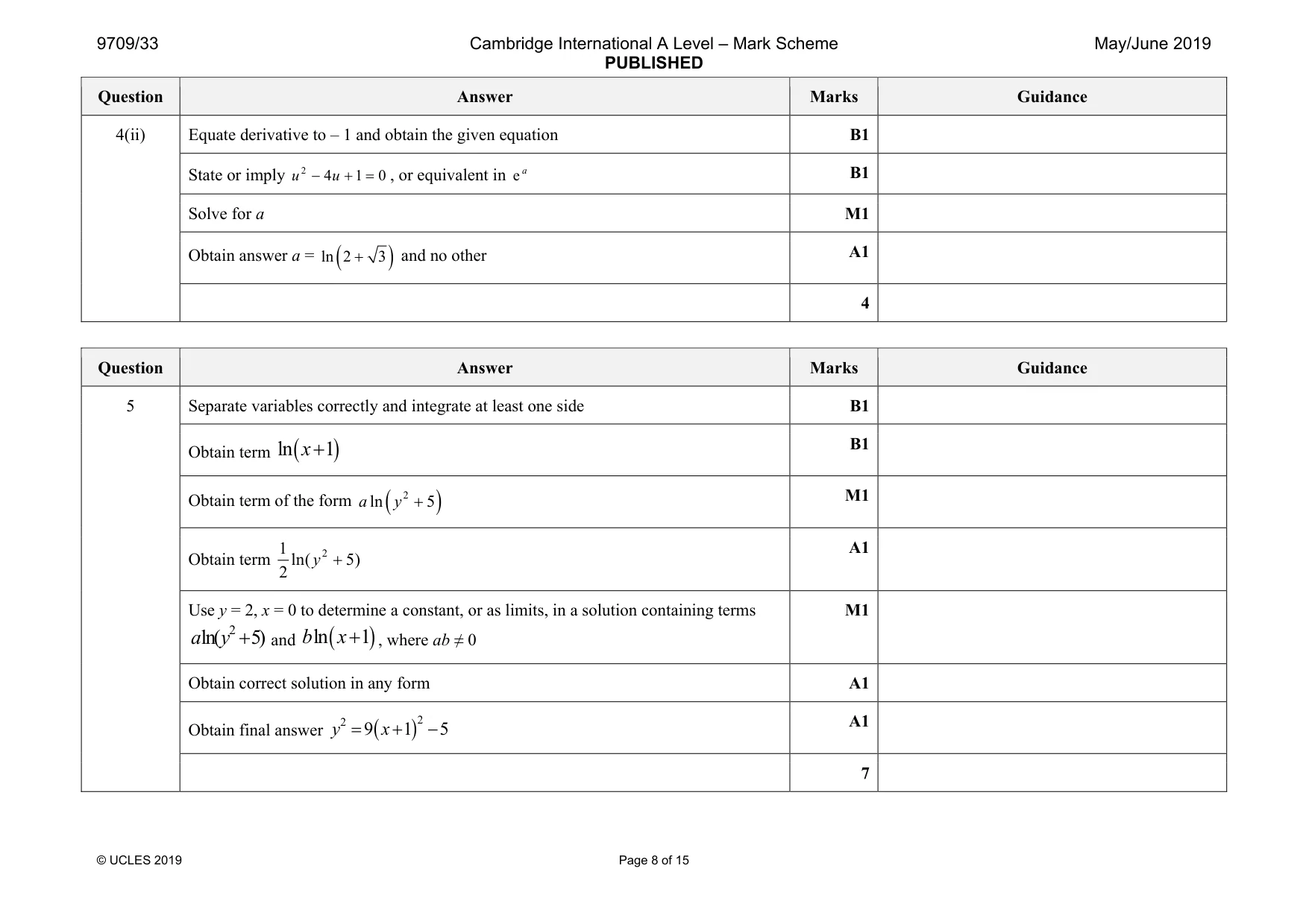 Mark scheme, page 8 of 15
