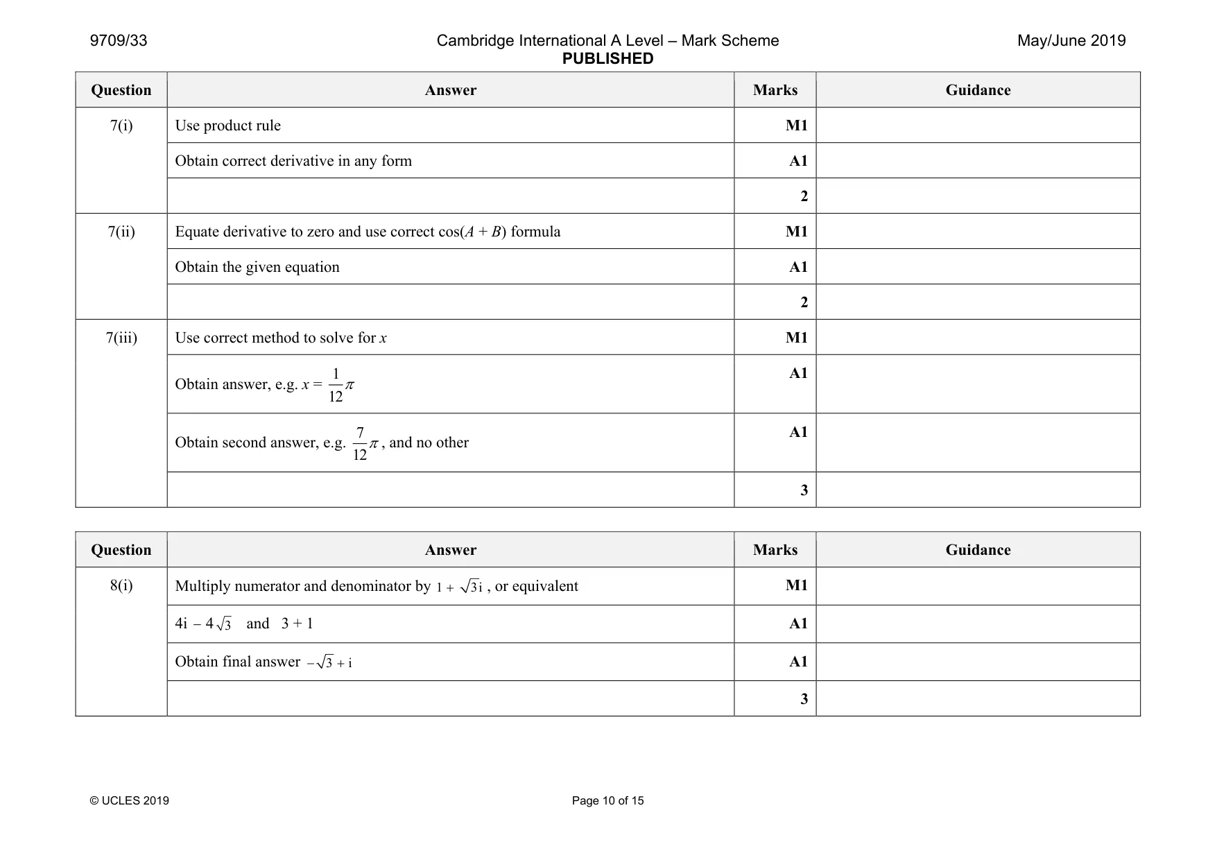 Mark scheme, page 10 of 15