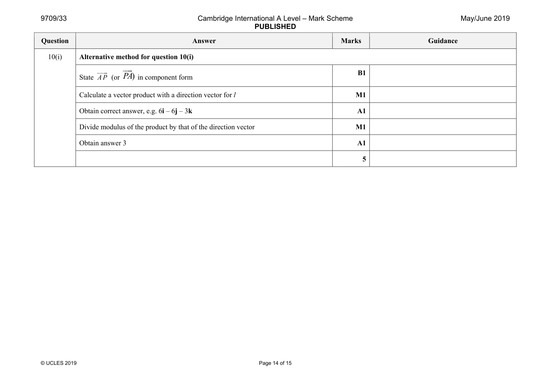 Mark scheme, page 14 of 15