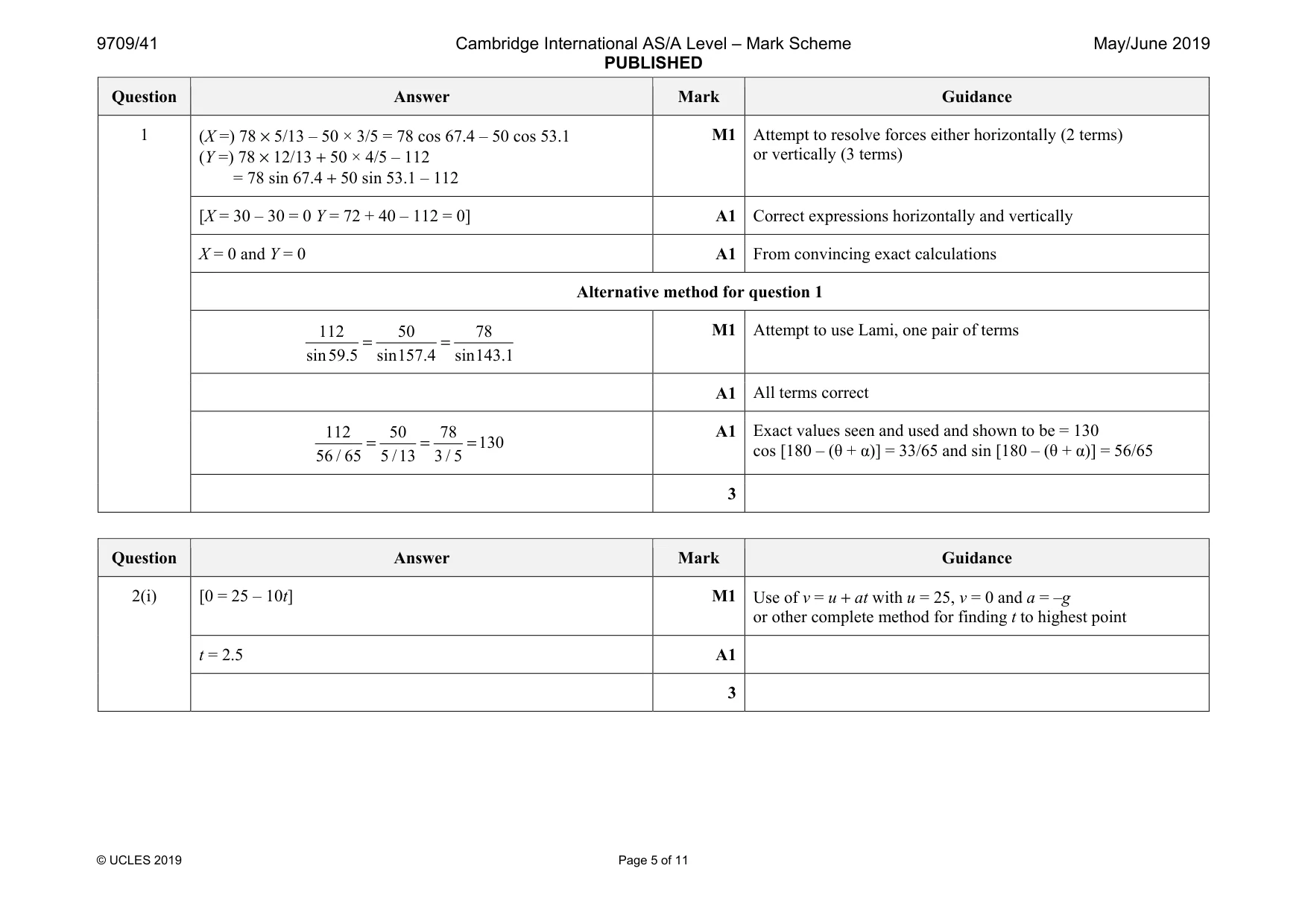 Mark scheme, page 5 of 11
