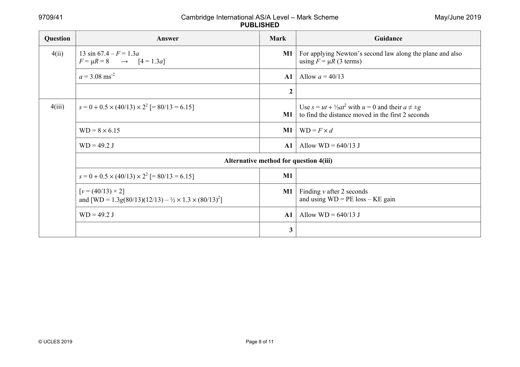 Mark scheme, page 8 of 11