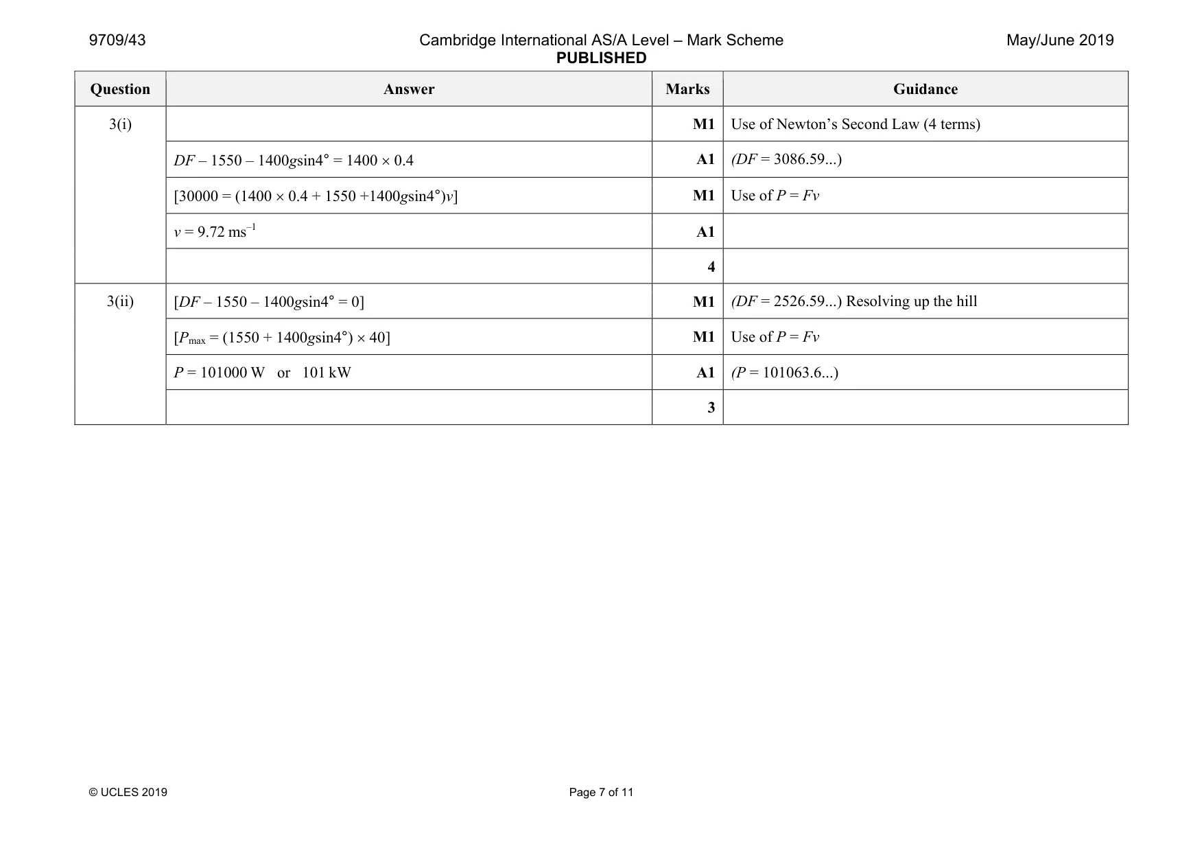 Mark scheme, page 7 of 11