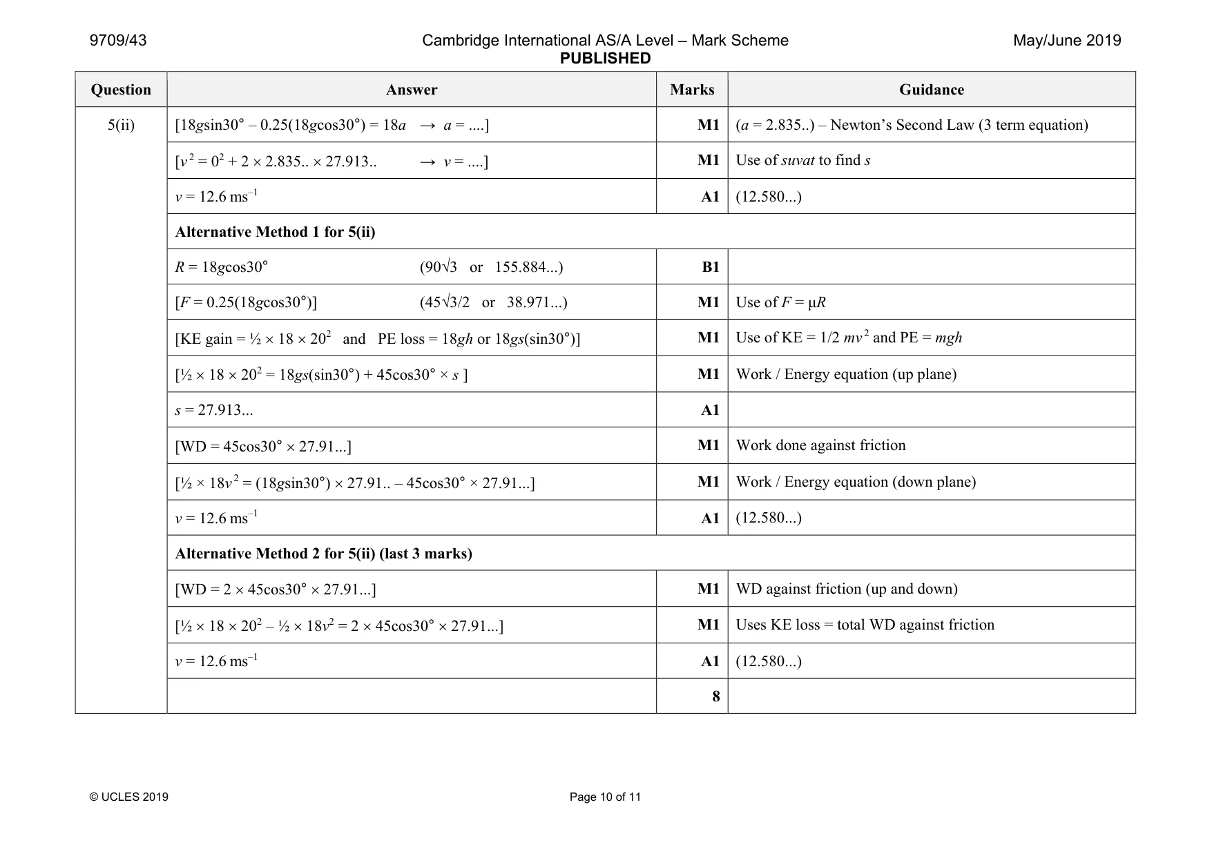 Mark scheme, page 10 of 11
