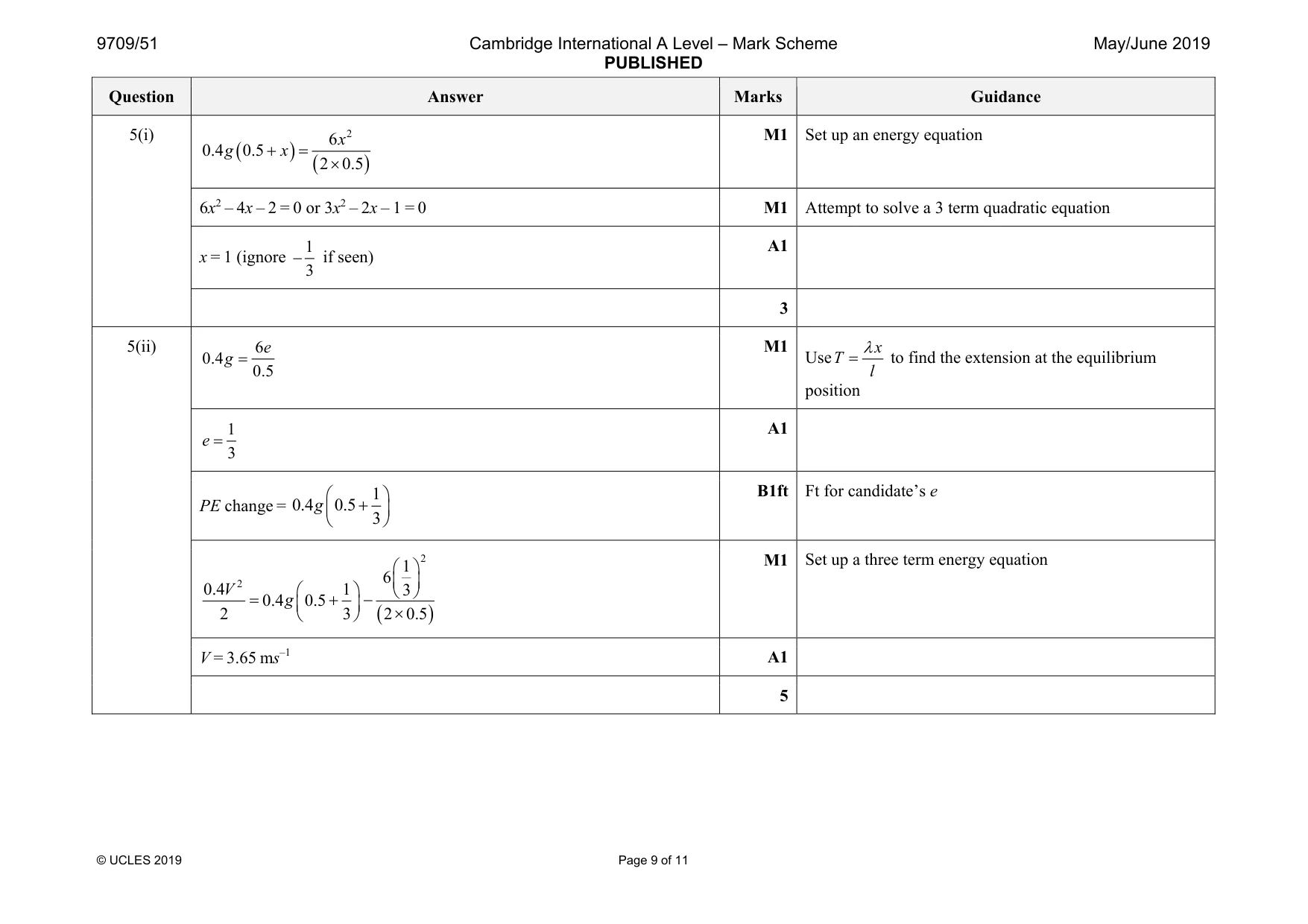 Mark scheme, page 9 of 11