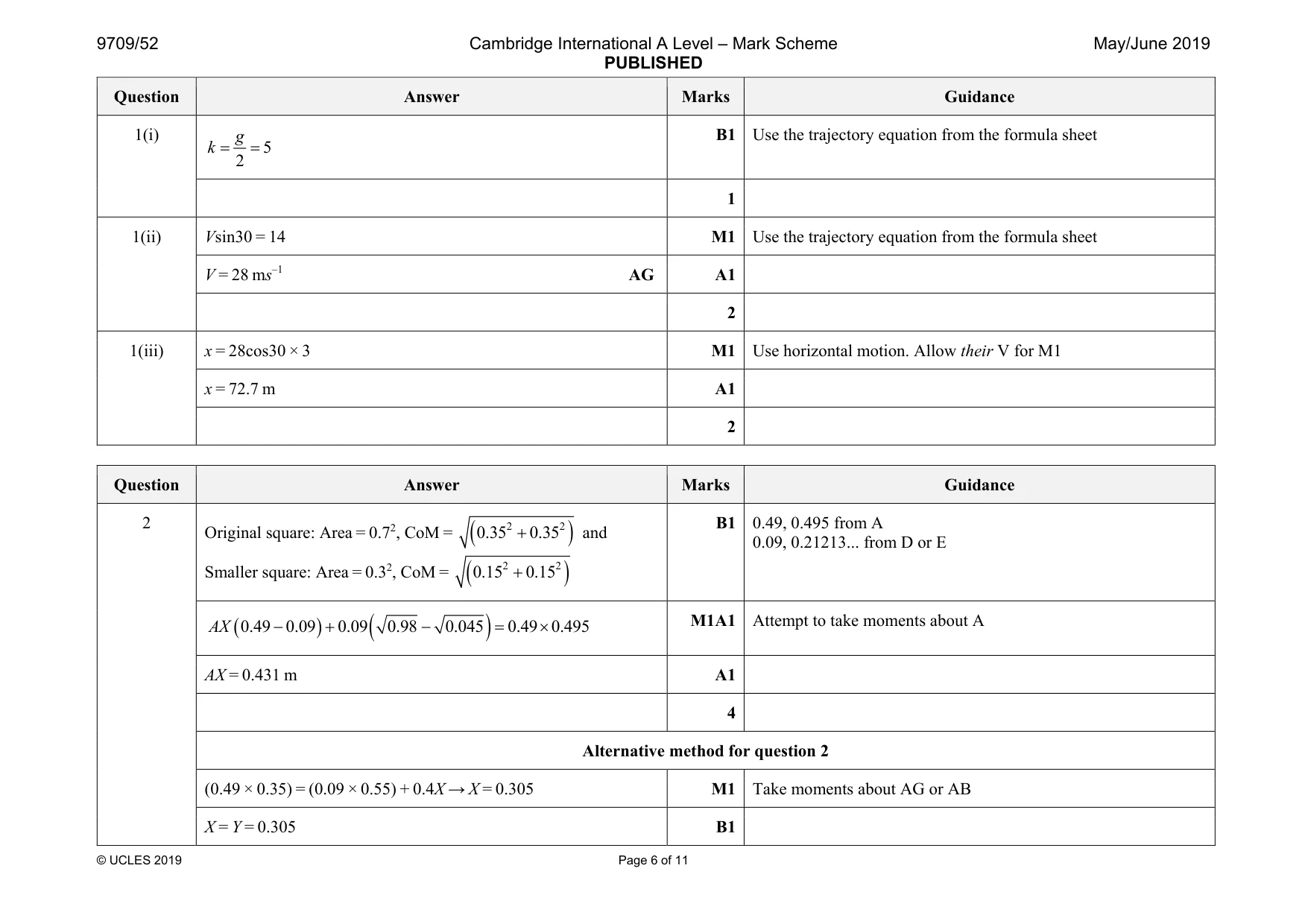 Mark scheme, page 6 of 11