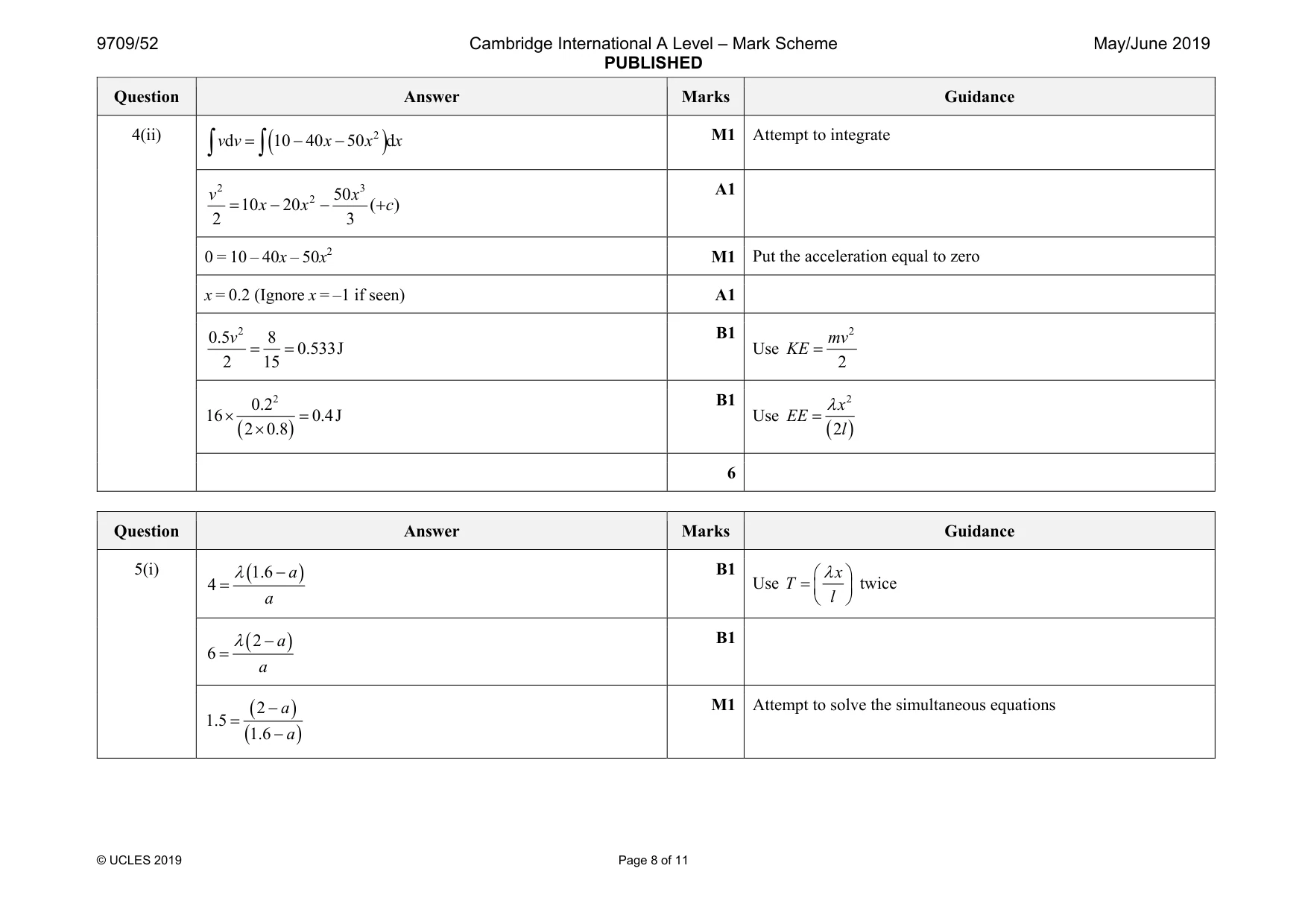 Mark scheme, page 8 of 11
