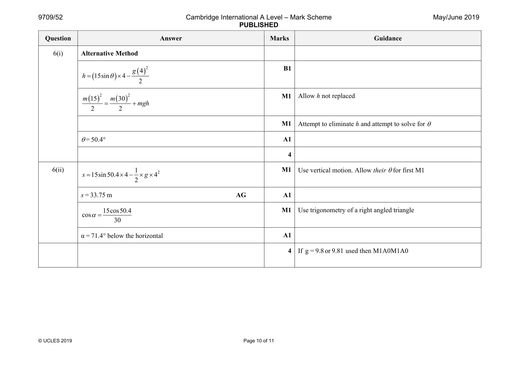 Mark scheme, page 10 of 11