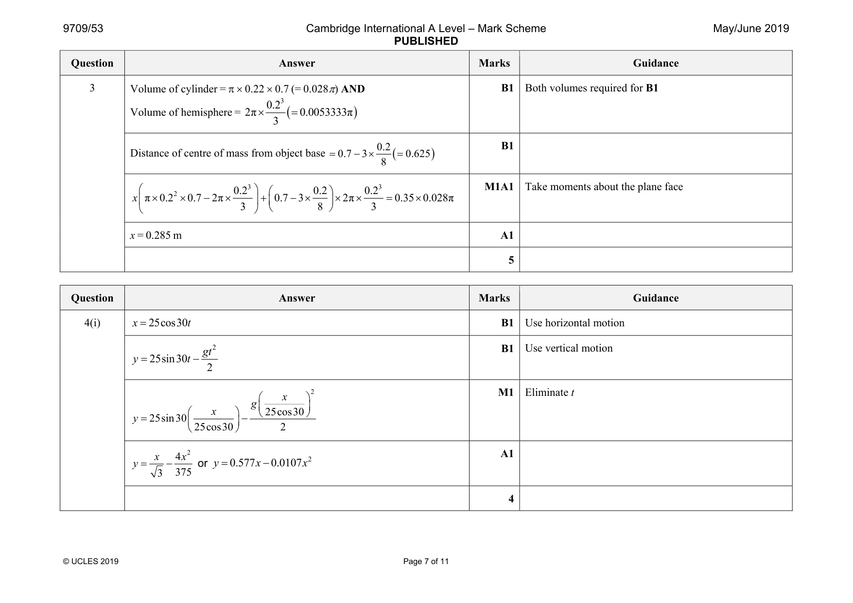 Mark scheme, page 7 of 11
