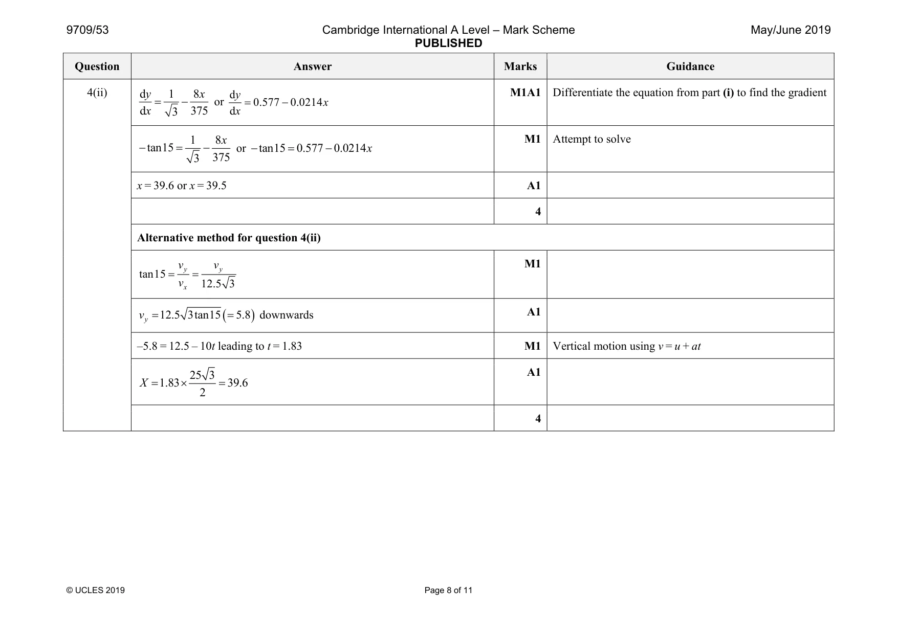 Mark scheme, page 8 of 11