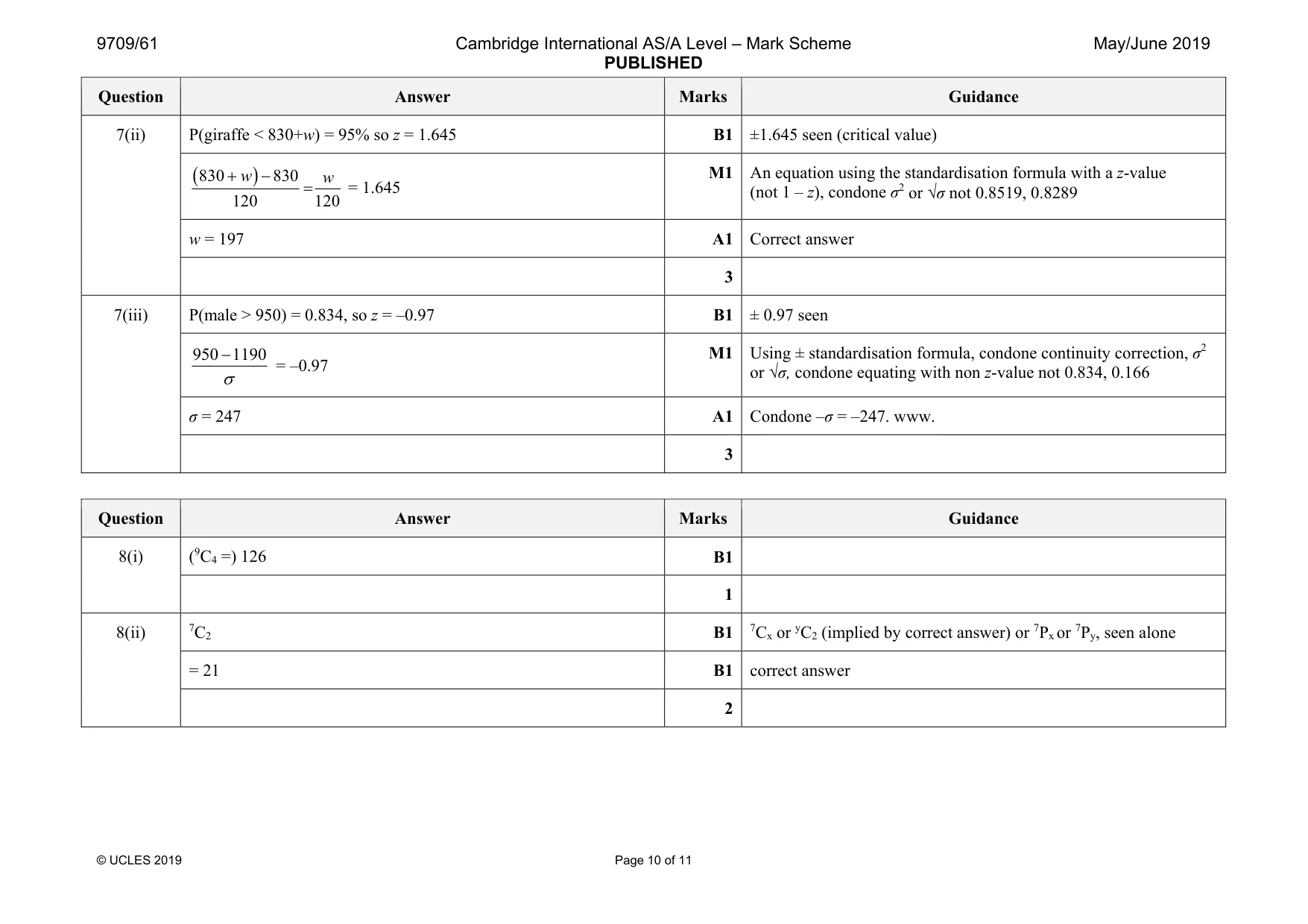 Mark scheme, page 10 of 11