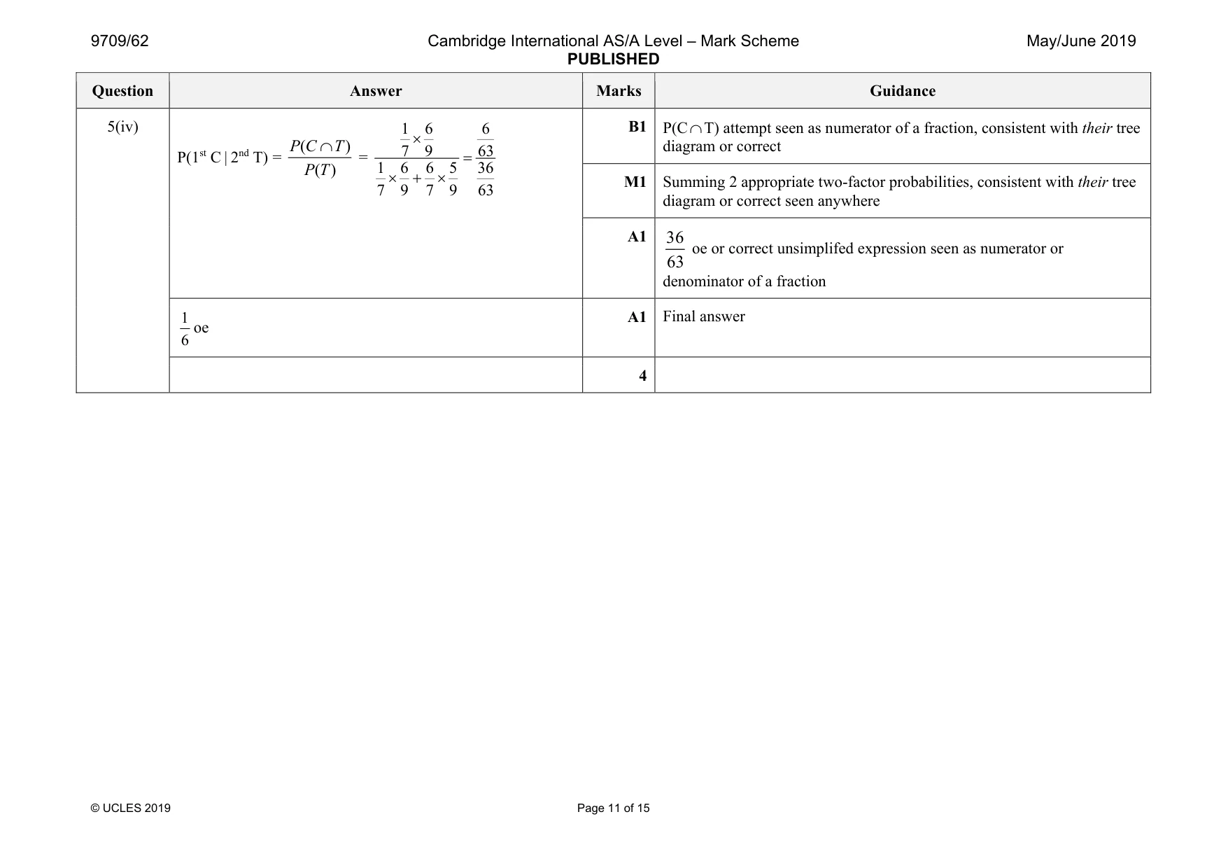 Mark scheme, page 11 of 15