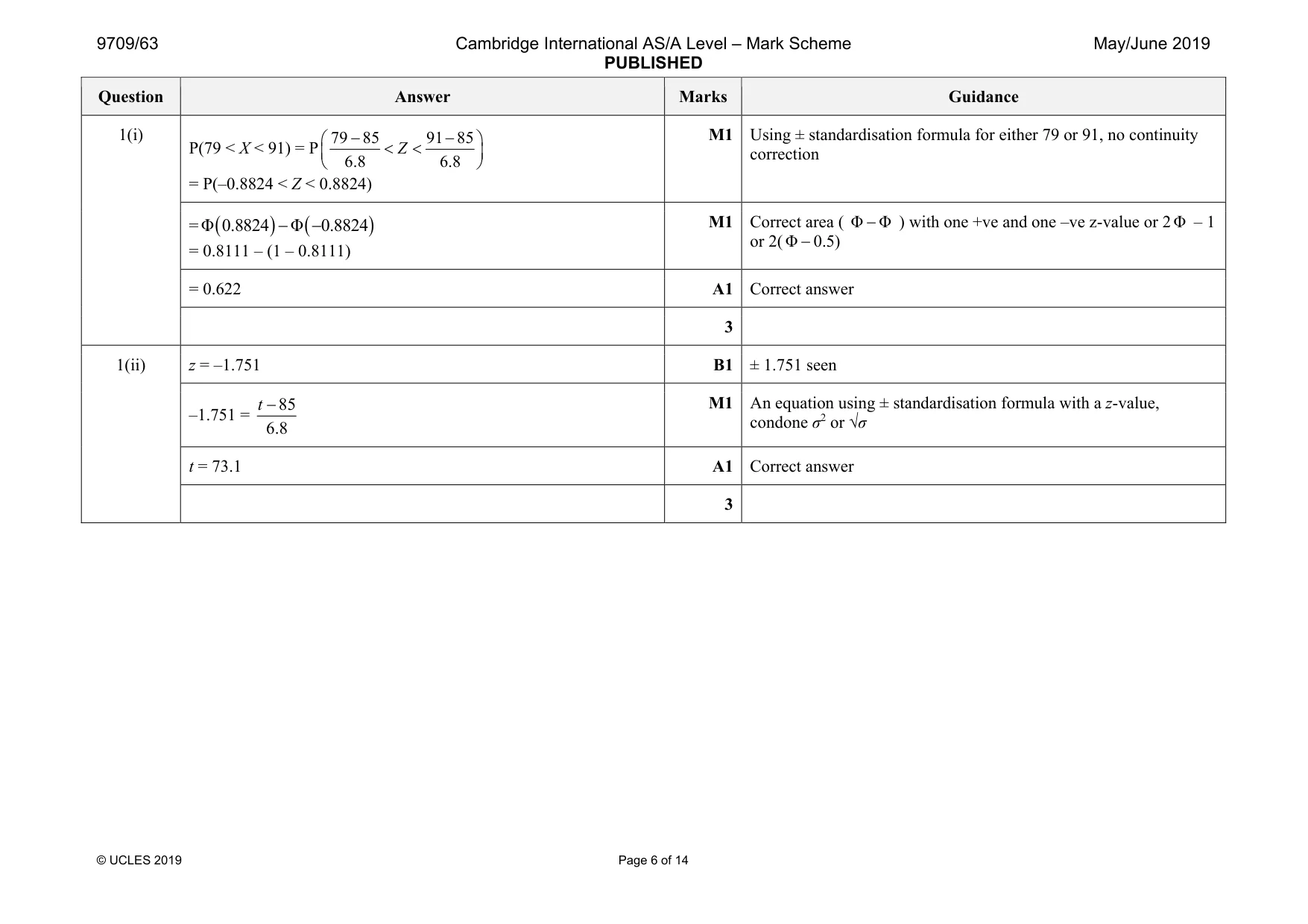 Mark scheme, page 6 of 14