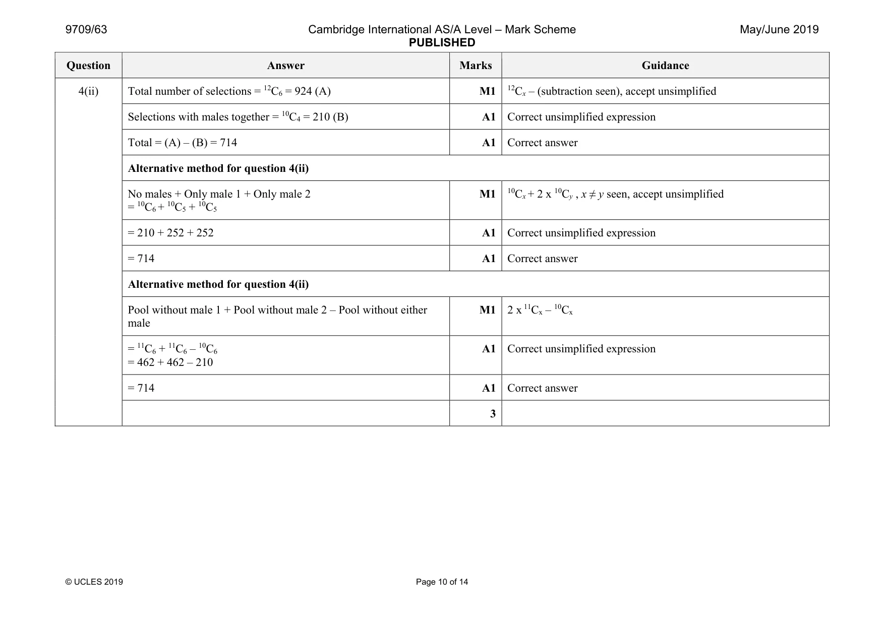 Mark scheme, page 10 of 14